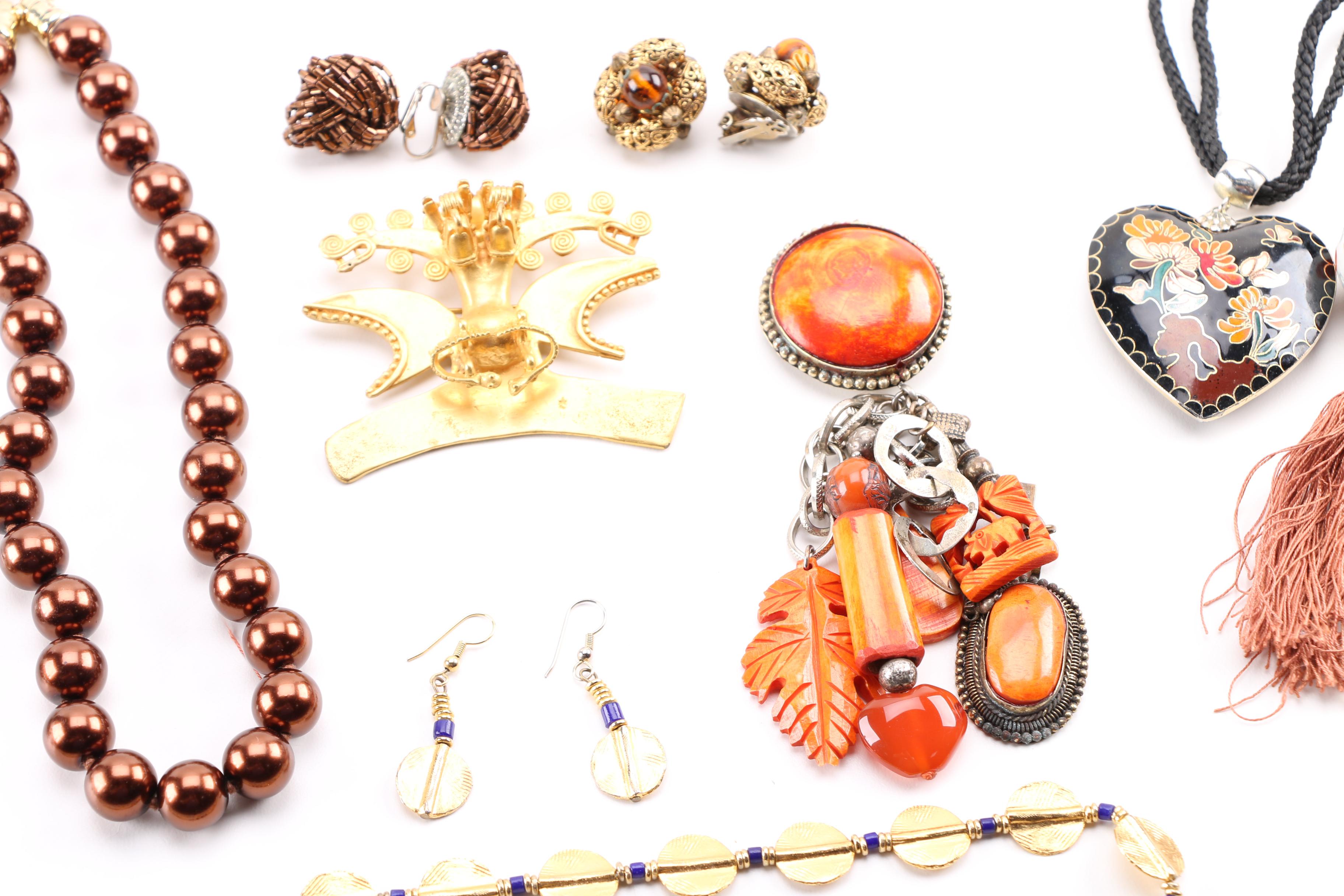 Costume Jewelry Including a Generous Assortment of Necklaces and Earrings