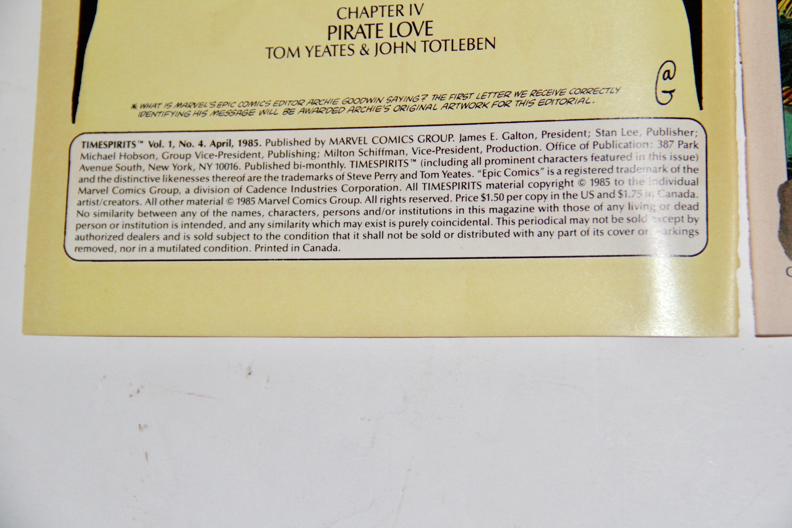 Epic Comics "Timespirits" Comic Books