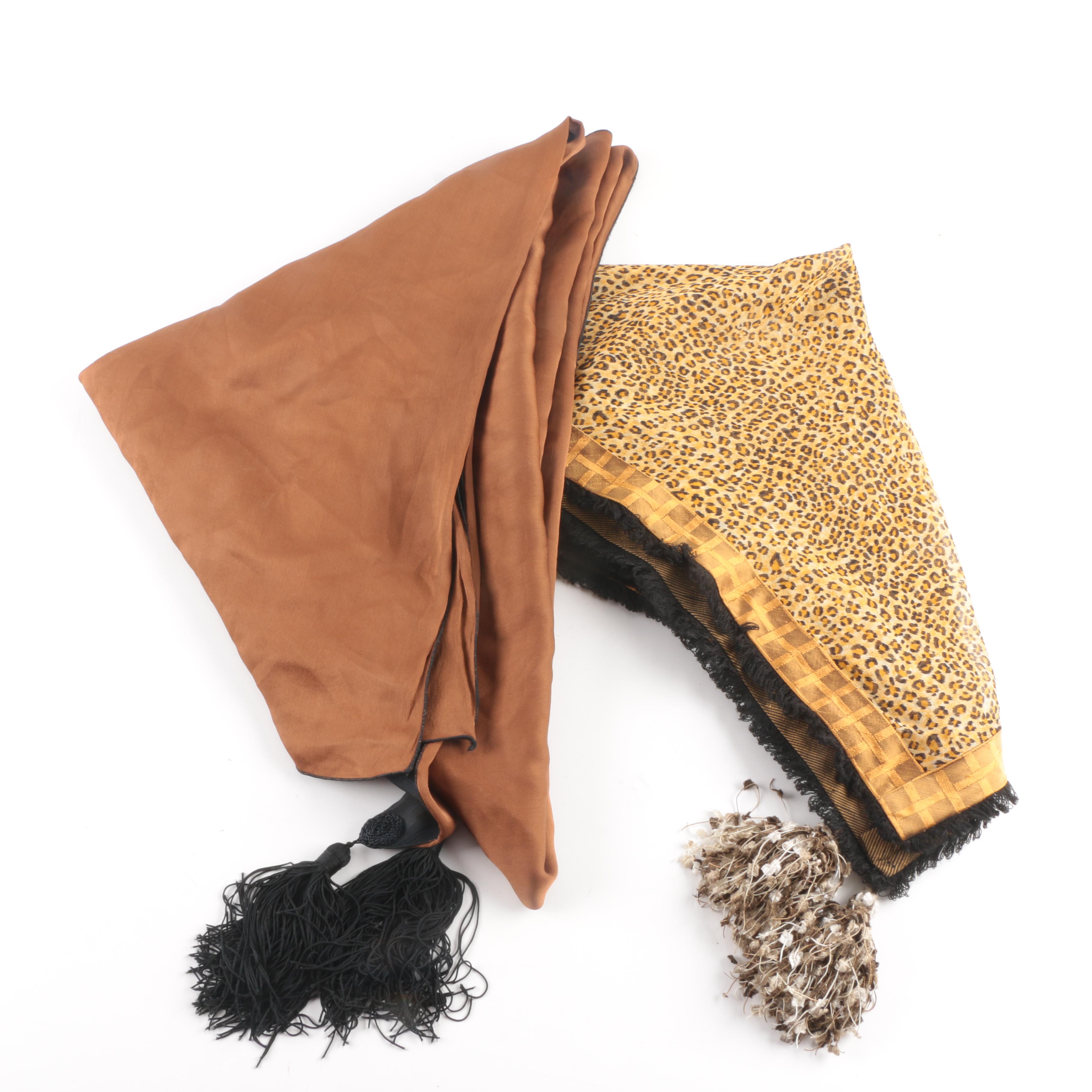 Joanna Rossman Leopard Print Scarf and Black Tasseled Scarf