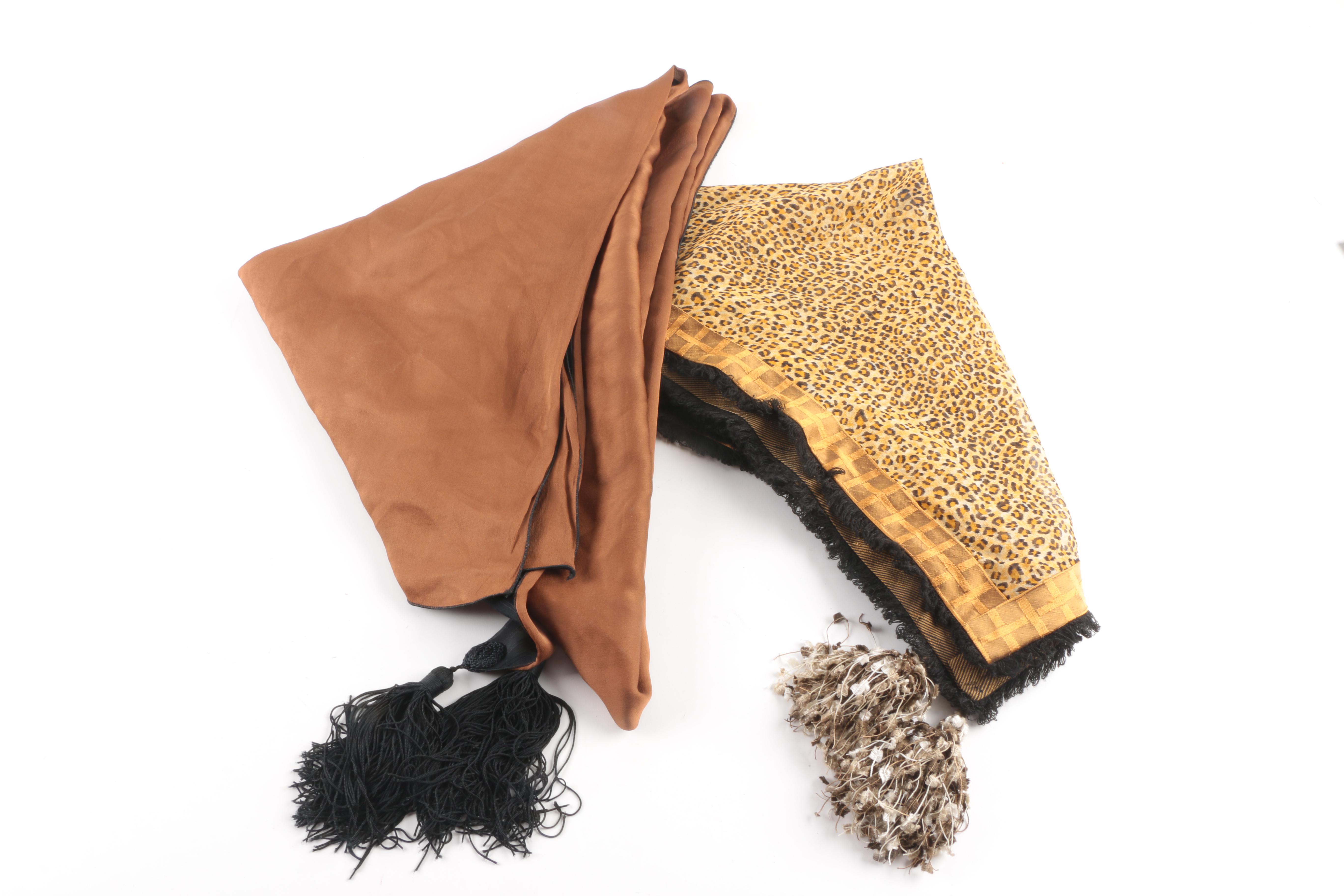 Joanna Rossman Leopard Print Scarf and Black Tasseled Scarf