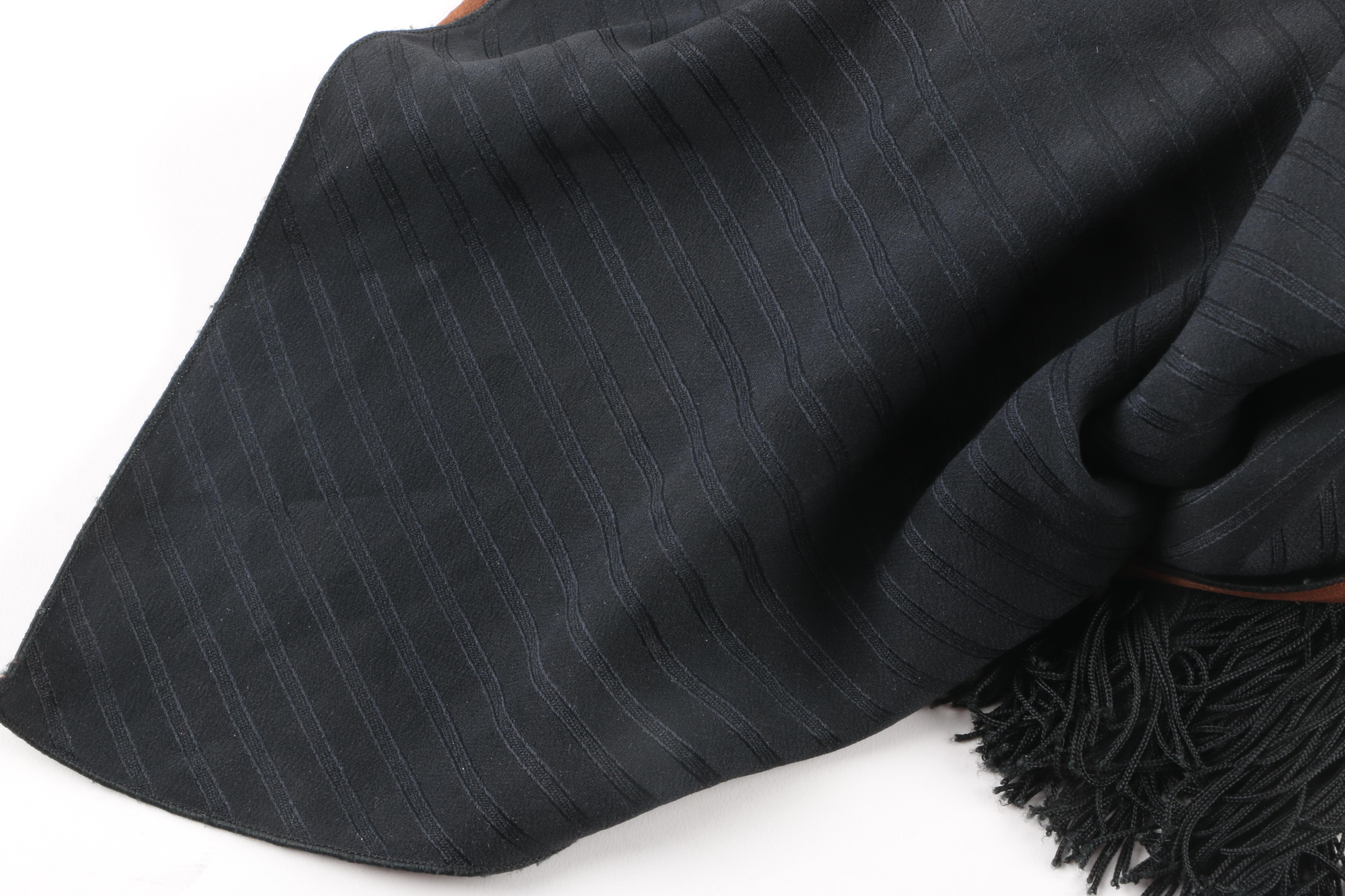 Joanna Rossman Leopard Print Scarf and Black Tasseled Scarf