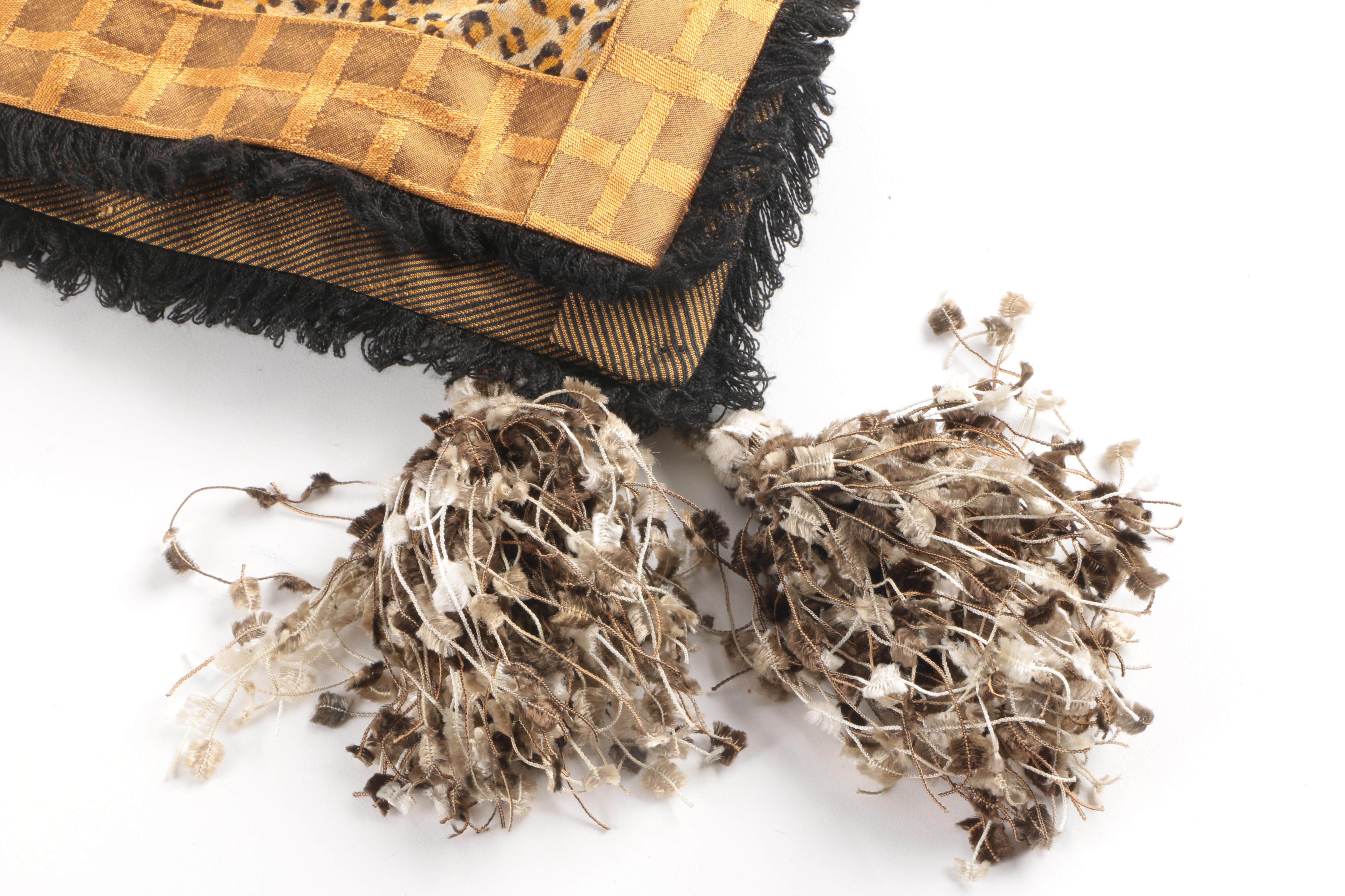 Joanna Rossman Leopard Print Scarf and Black Tasseled Scarf