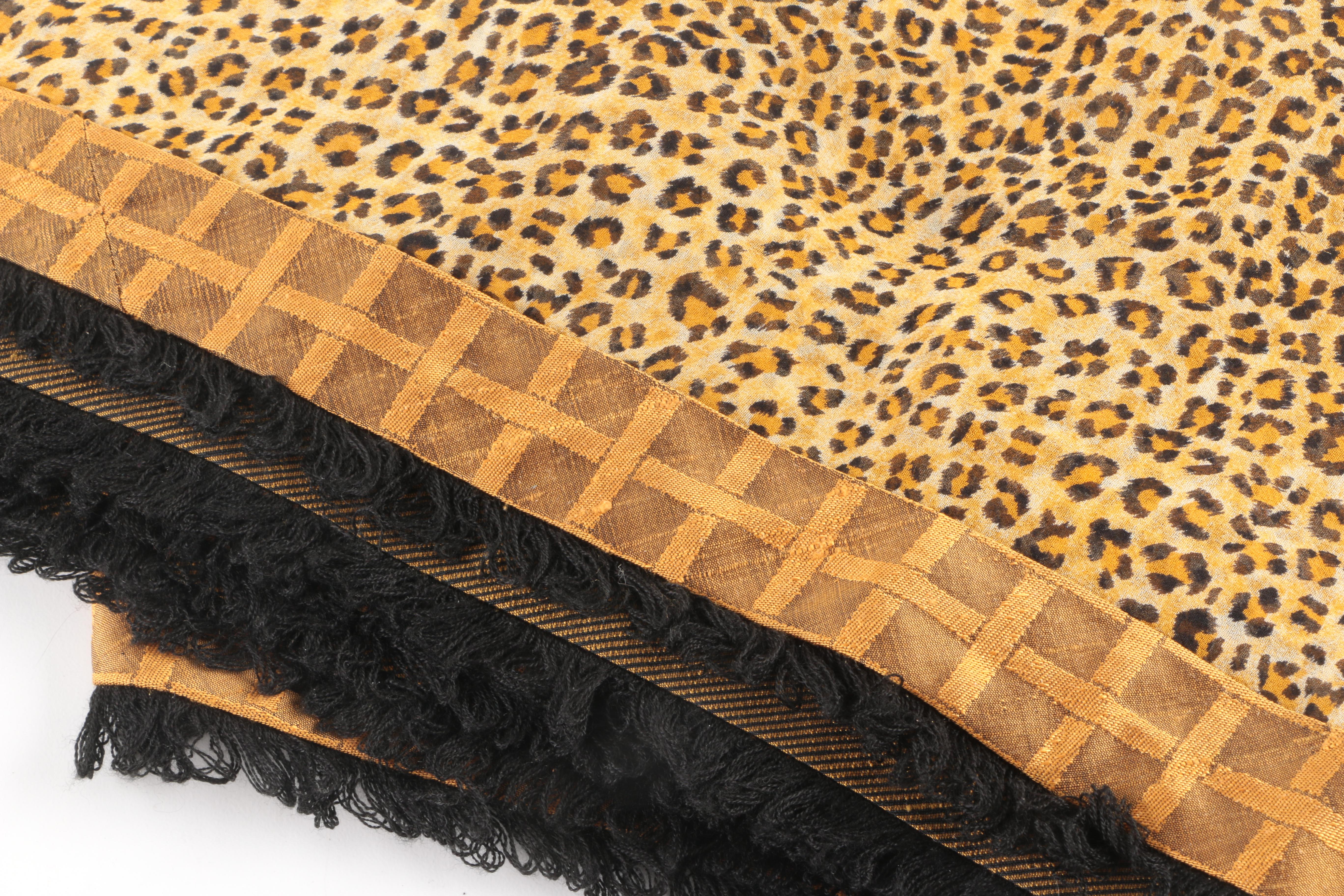 Joanna Rossman Leopard Print Scarf and Black Tasseled Scarf