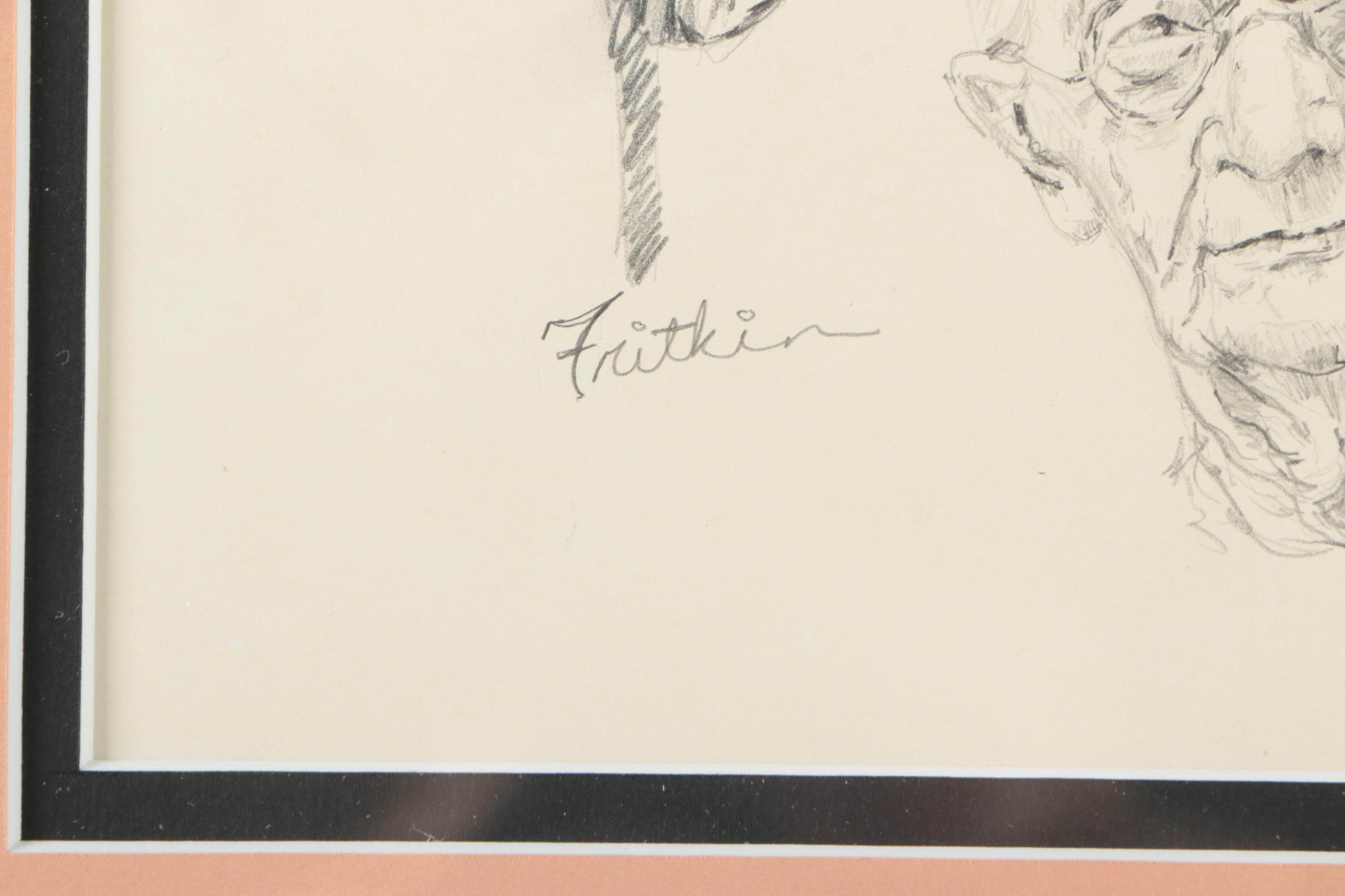 Ronald Fritkin Graphite Sketches of Five Men