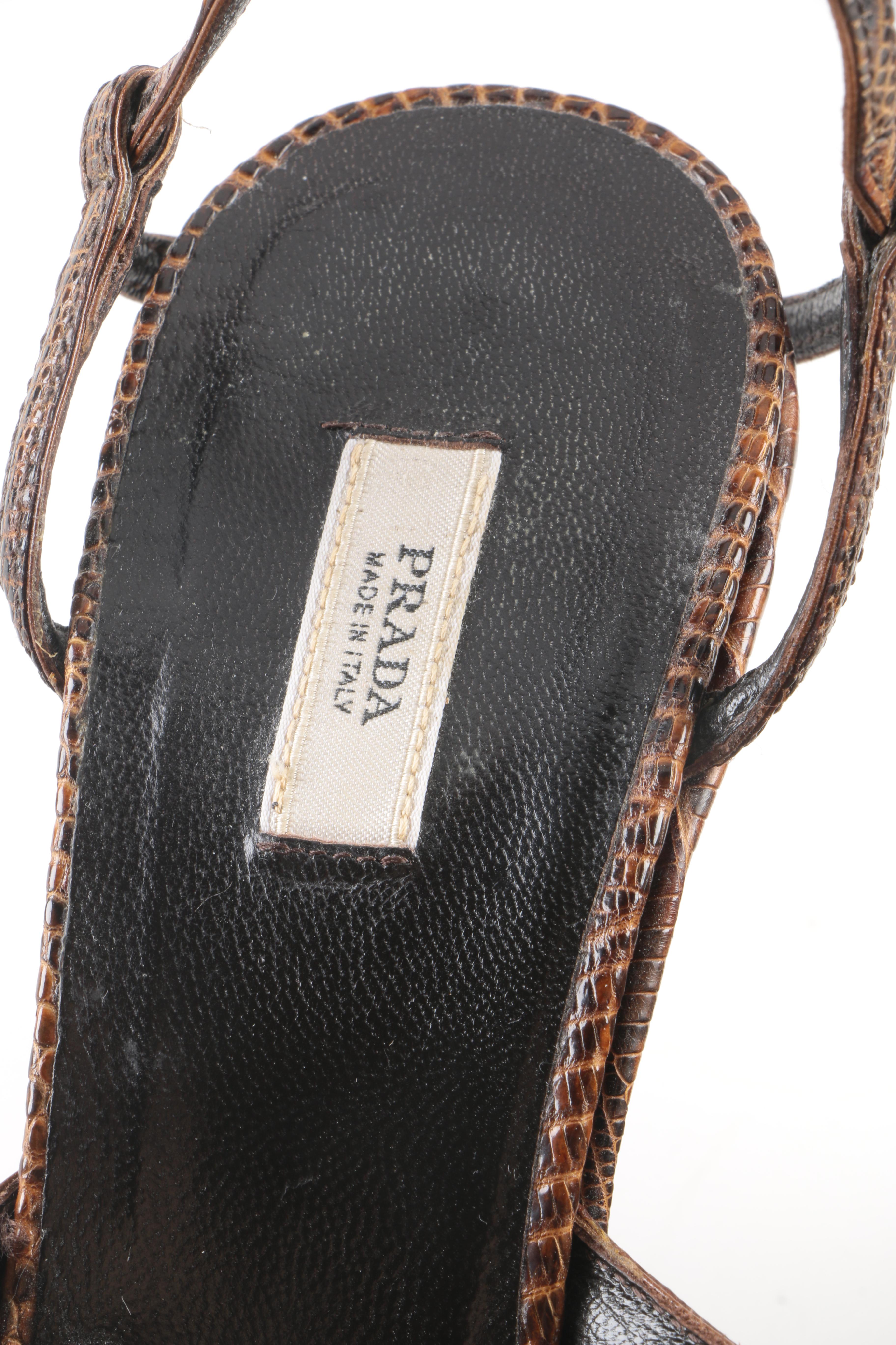 Prada Lizard Skin Wedge Heels