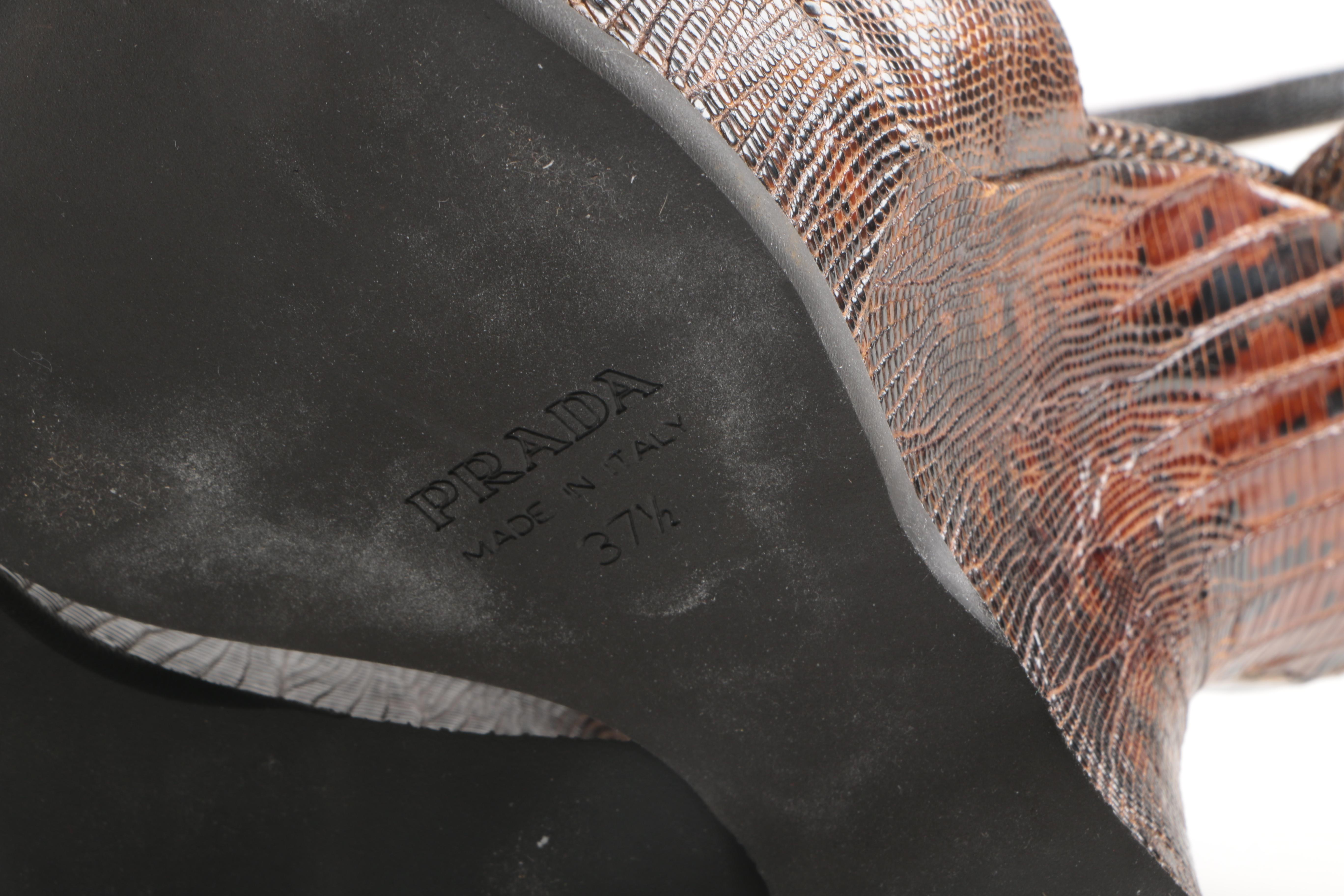 Prada Lizard Skin Wedge Heels