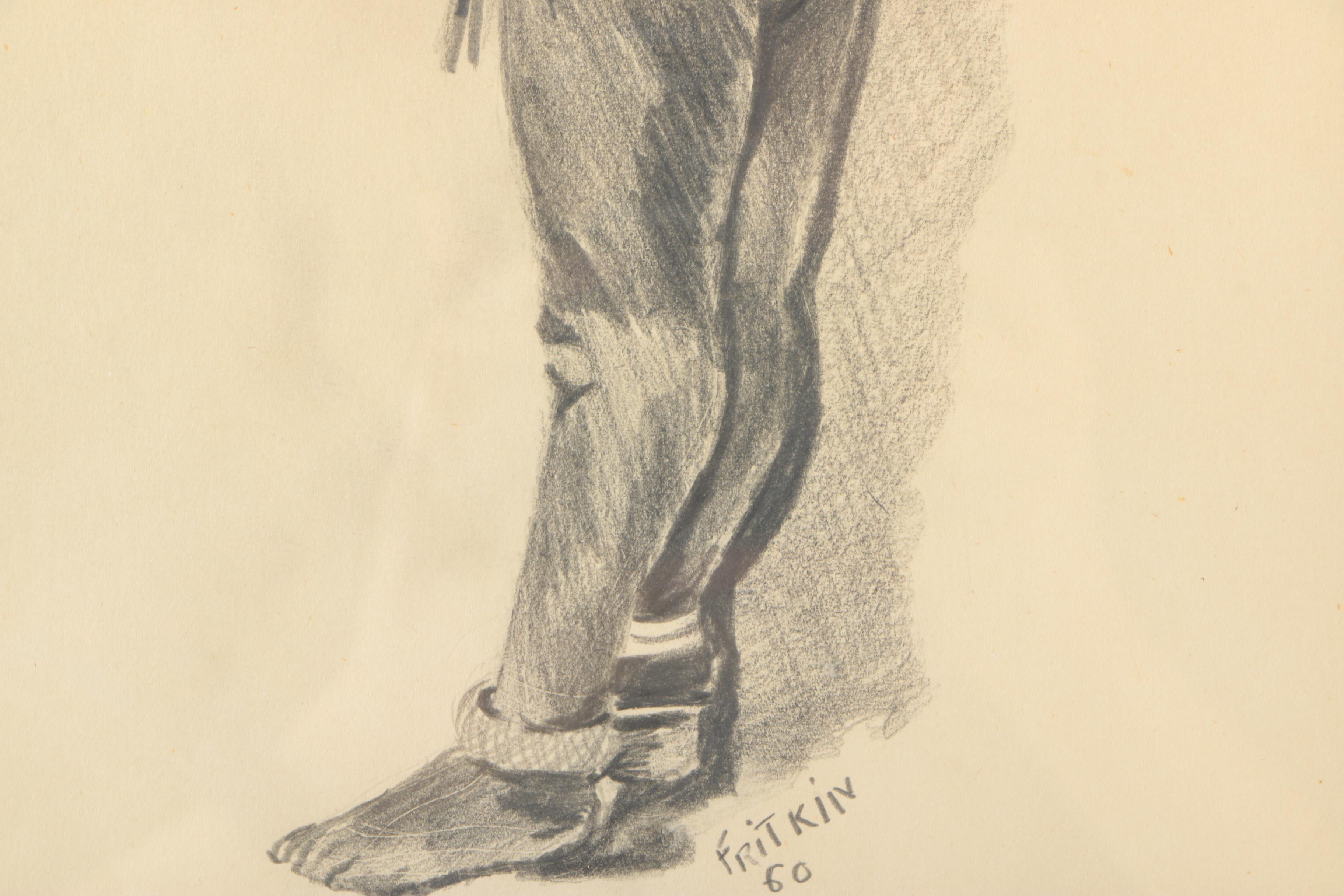 Ronald Fritkin 1960 Graphite Sketch on Paper of African Child
