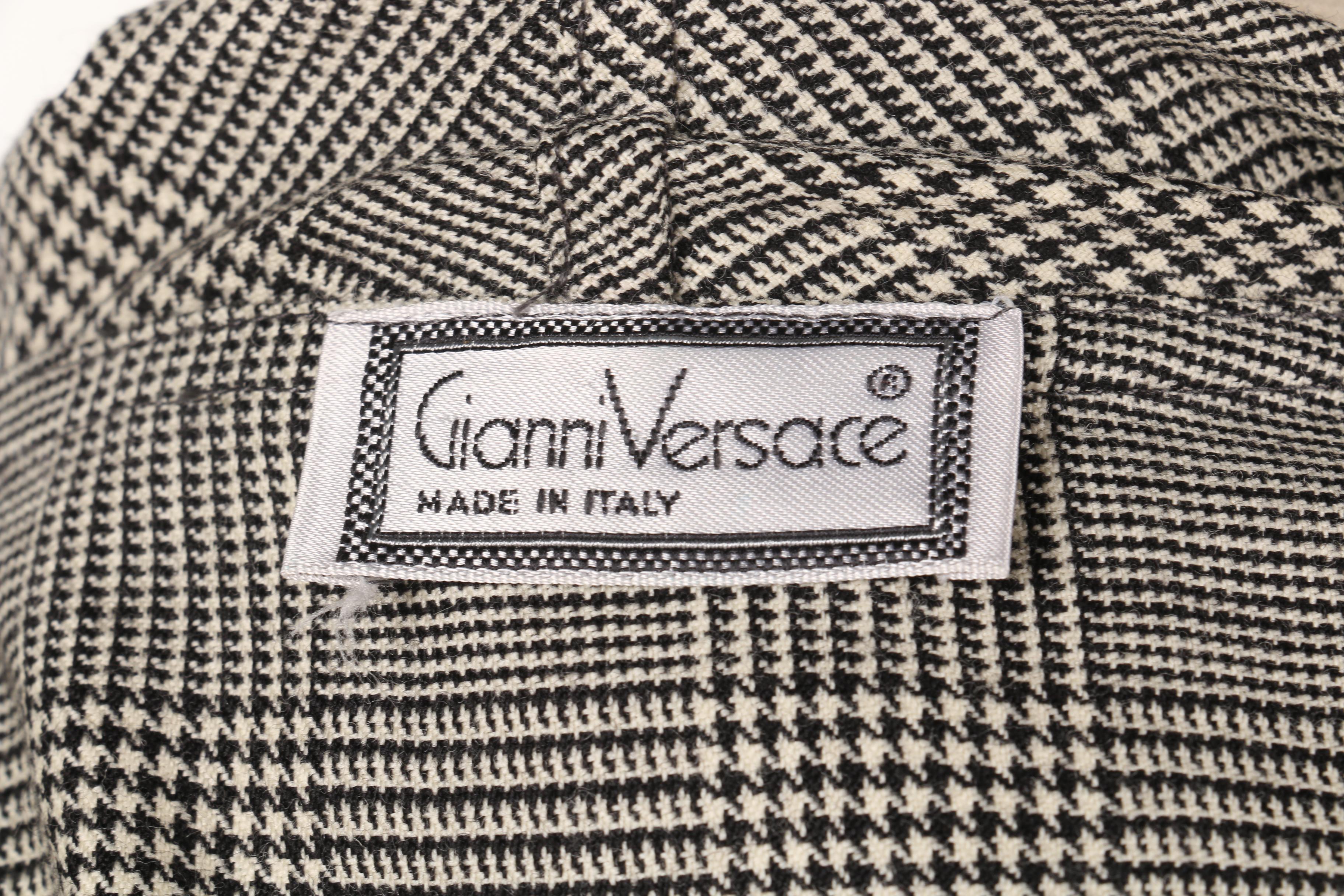 Gianni Versace Plaid Houndstooth Vest with Floral Detailing