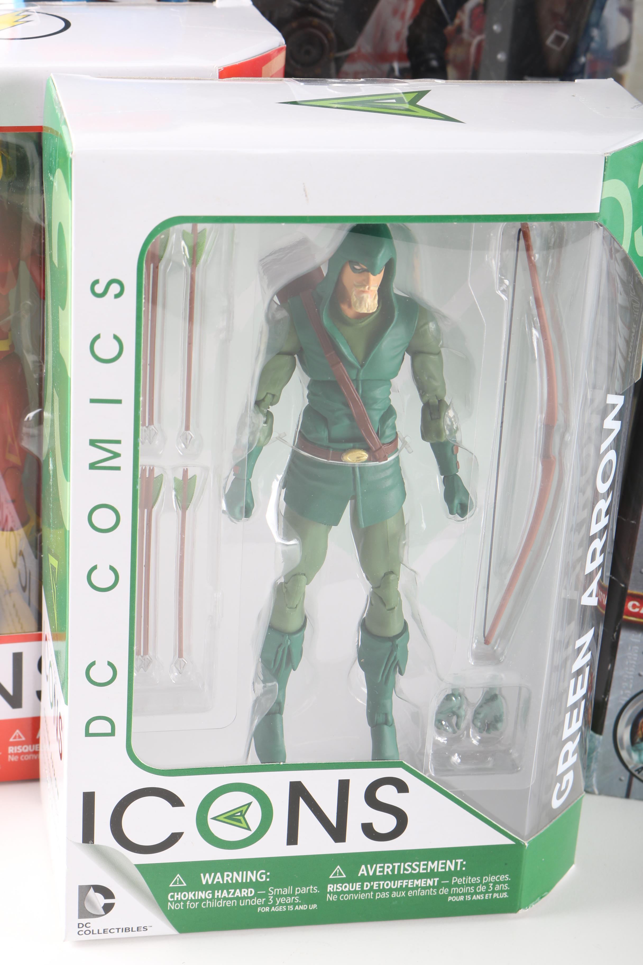 Assortment of Action Figures Including Captain America and Batman