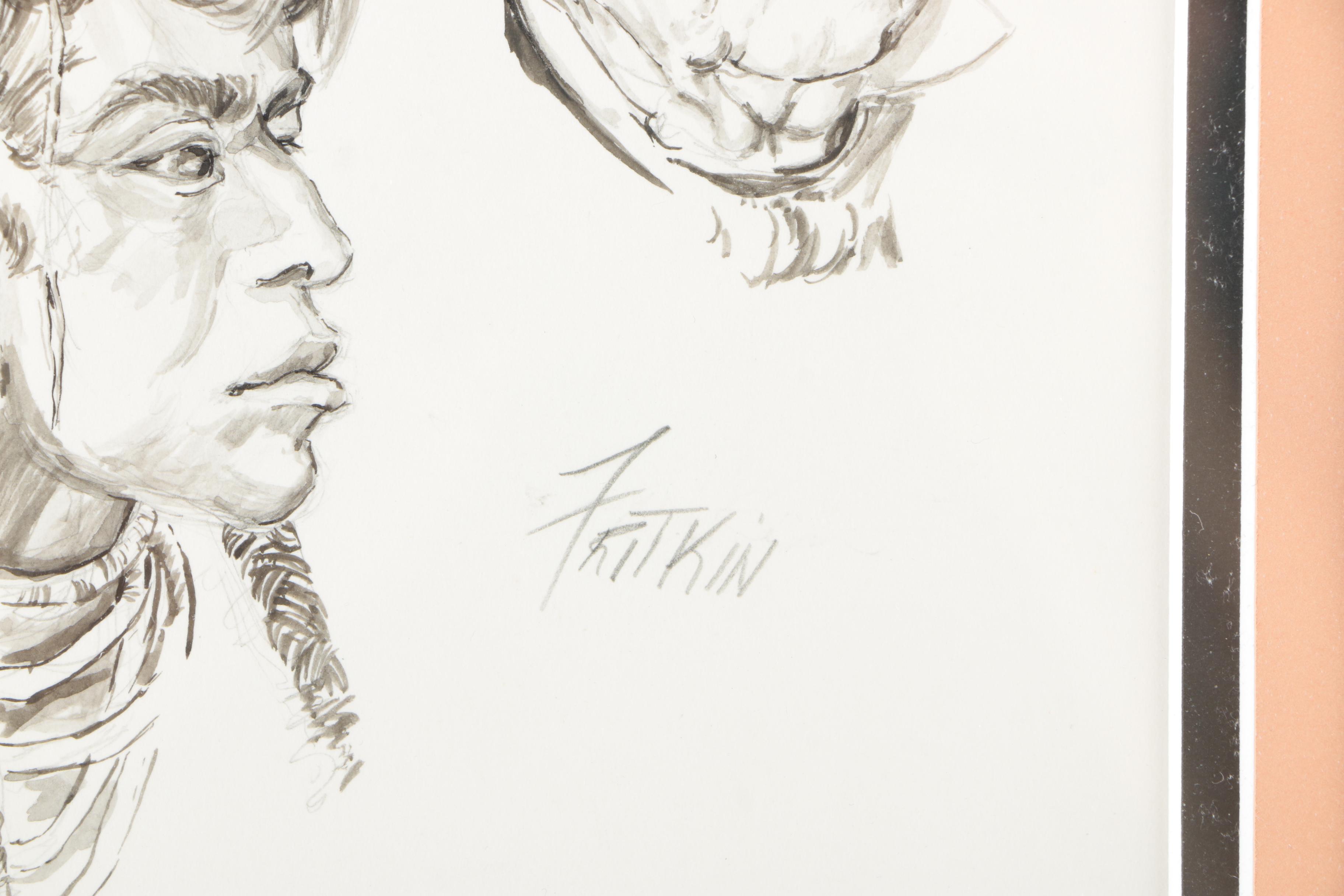 Ronald Fritkin Original Ink Wash Character Studies
