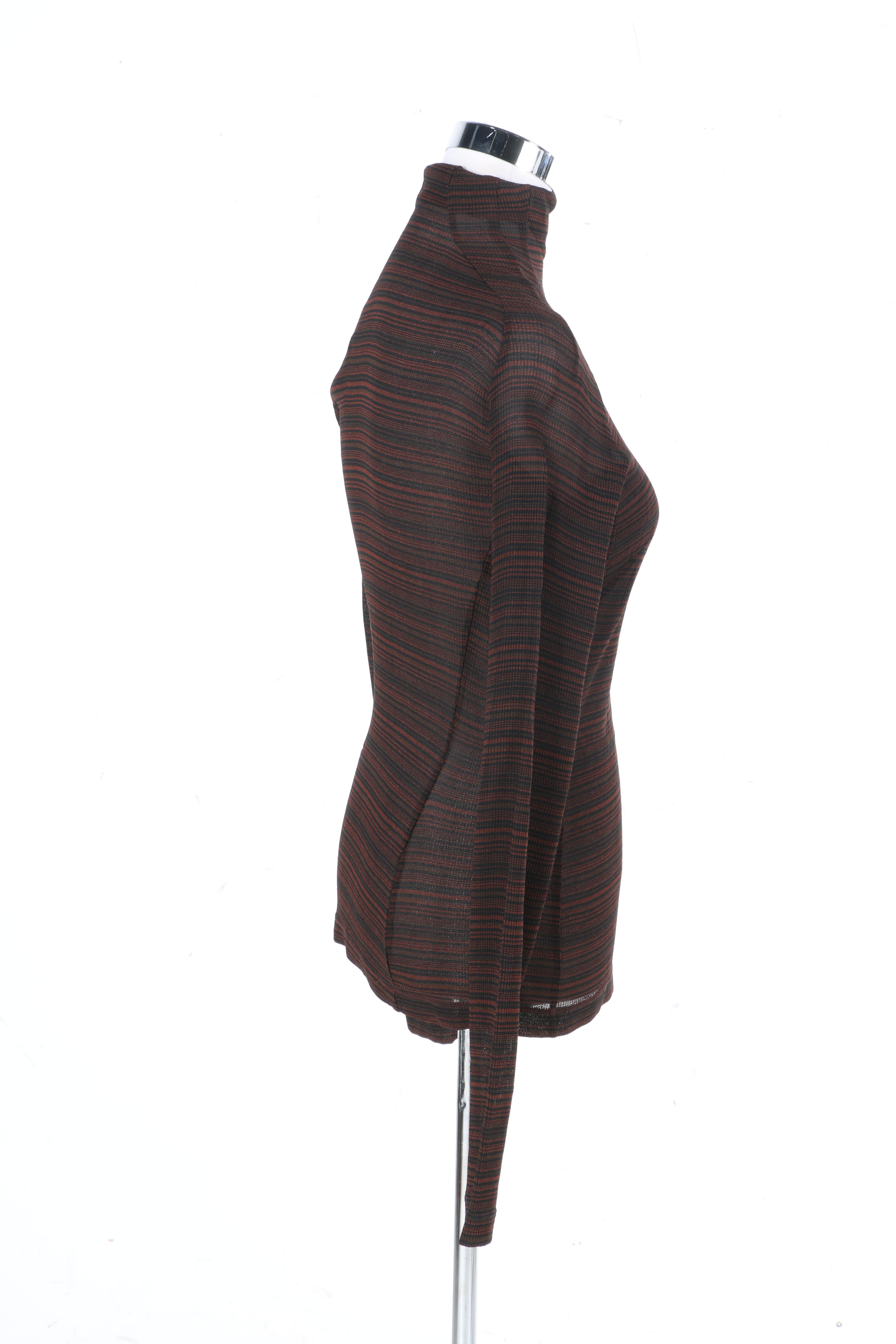 Richard Tyler Striped Turtle Neck Top