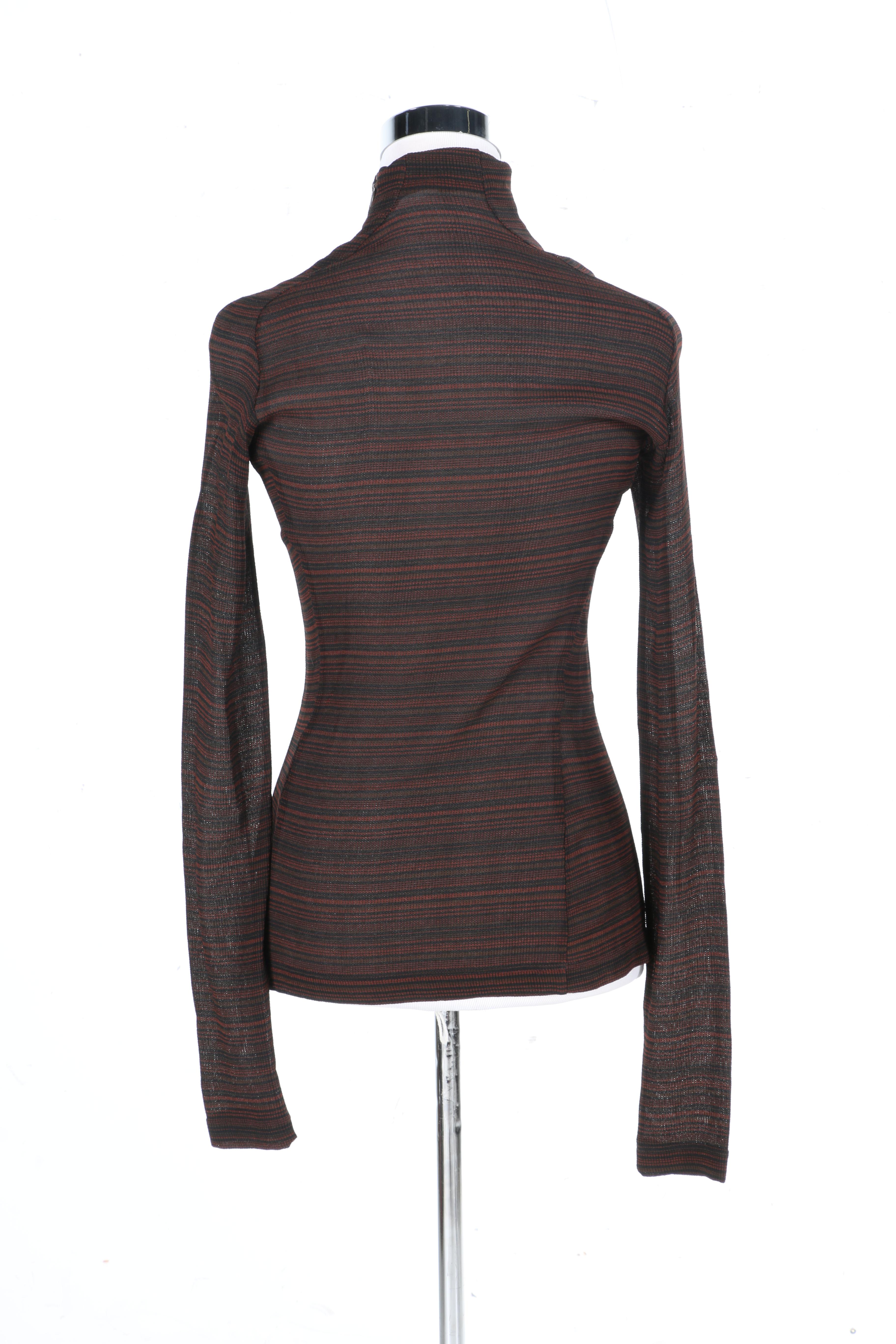 Richard Tyler Striped Turtle Neck Top