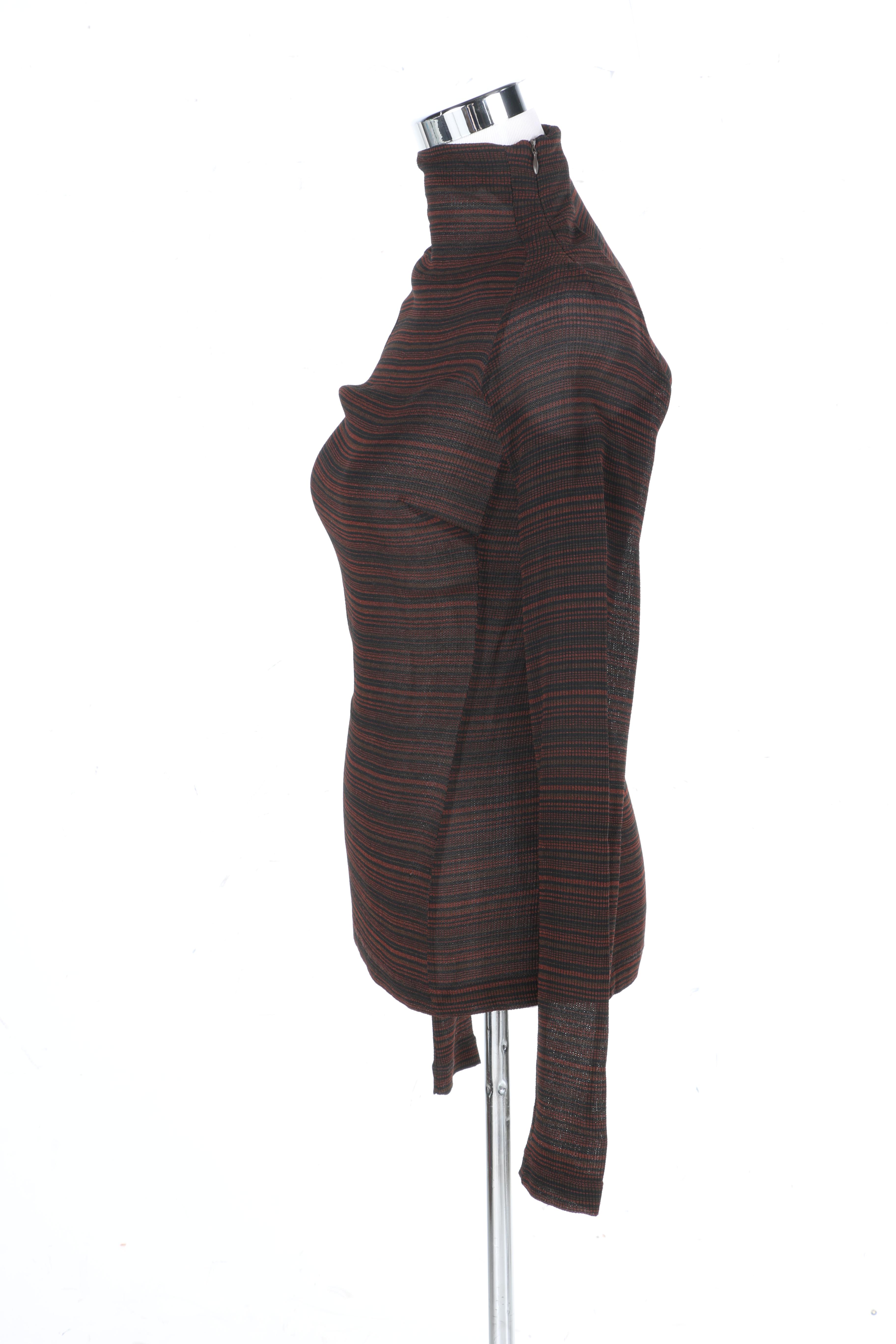 Richard Tyler Striped Turtle Neck Top