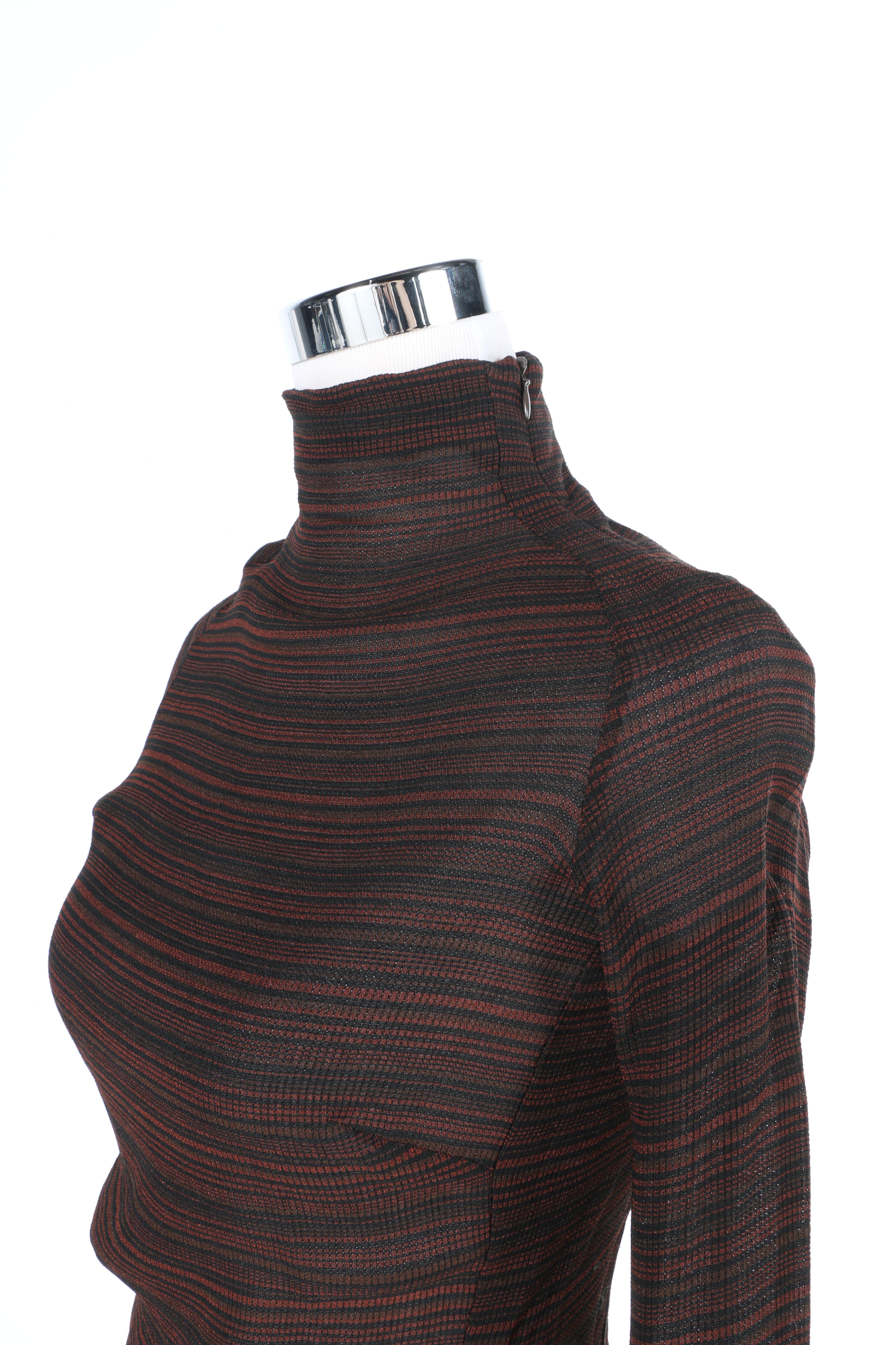 Richard Tyler Striped Turtle Neck Top