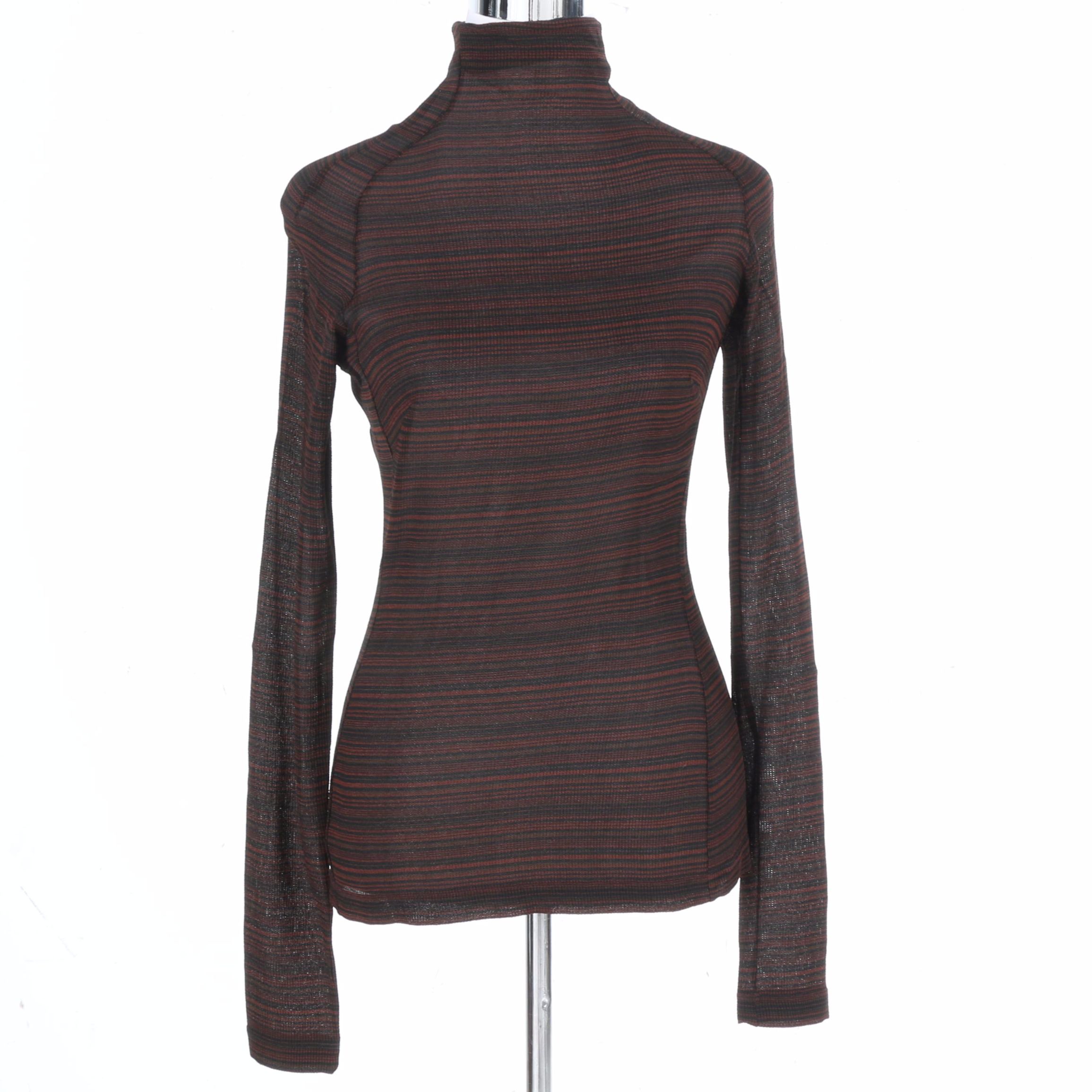 Richard Tyler Striped Turtle Neck Top