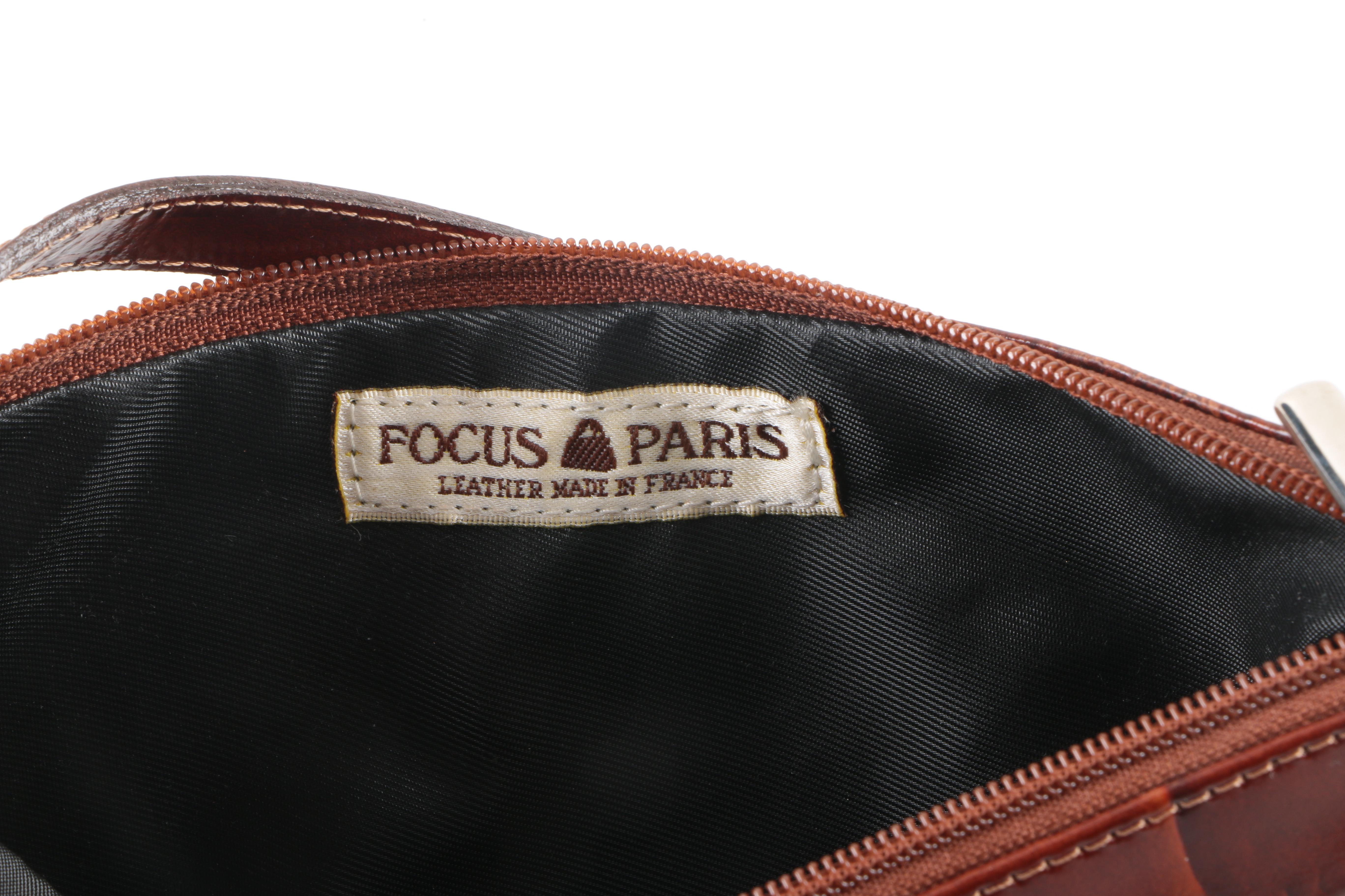 Marten Fur Collar and Focus Paris  Embossed Leather Handbag