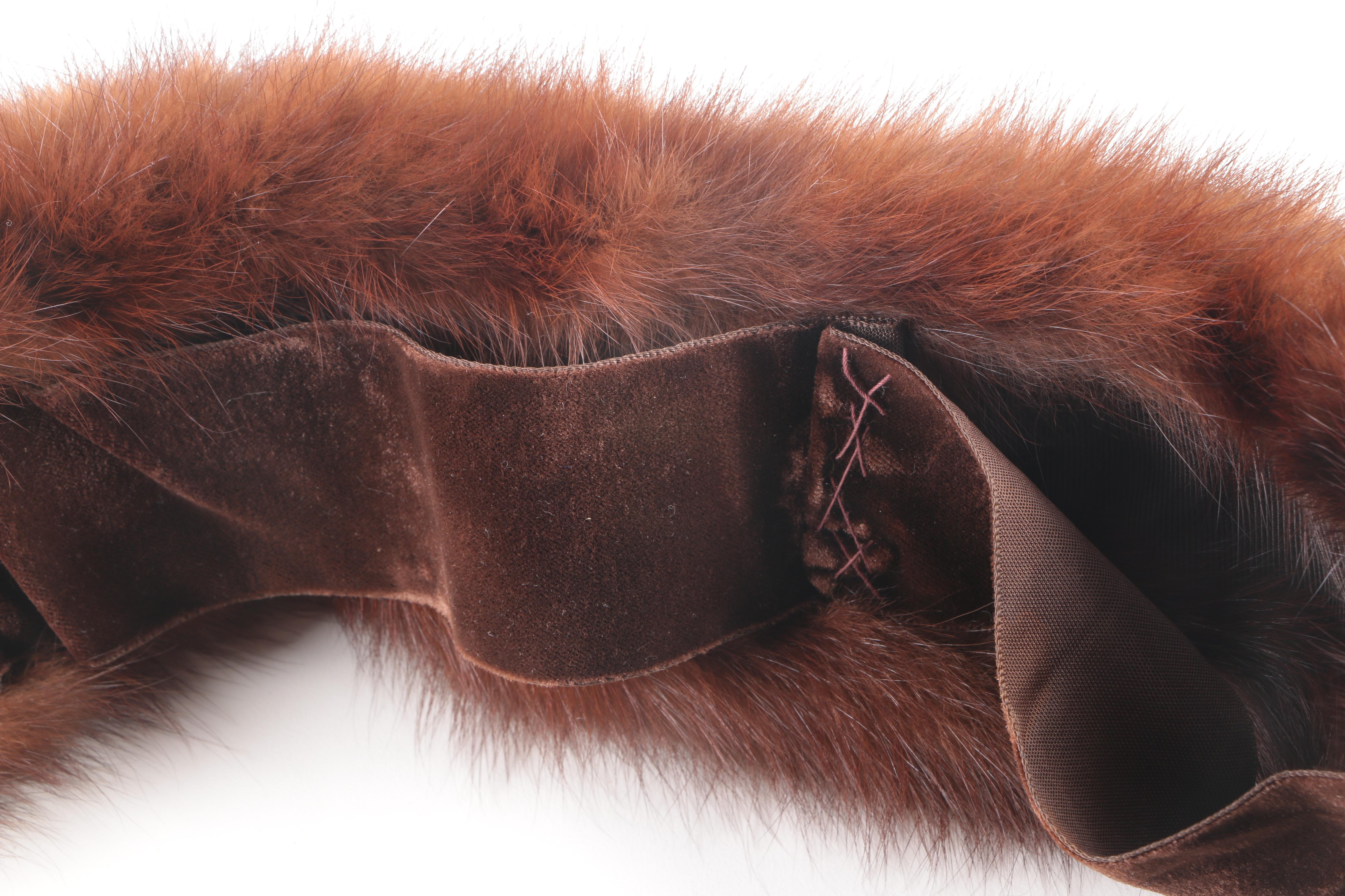 Marten Fur Collar and Focus Paris  Embossed Leather Handbag