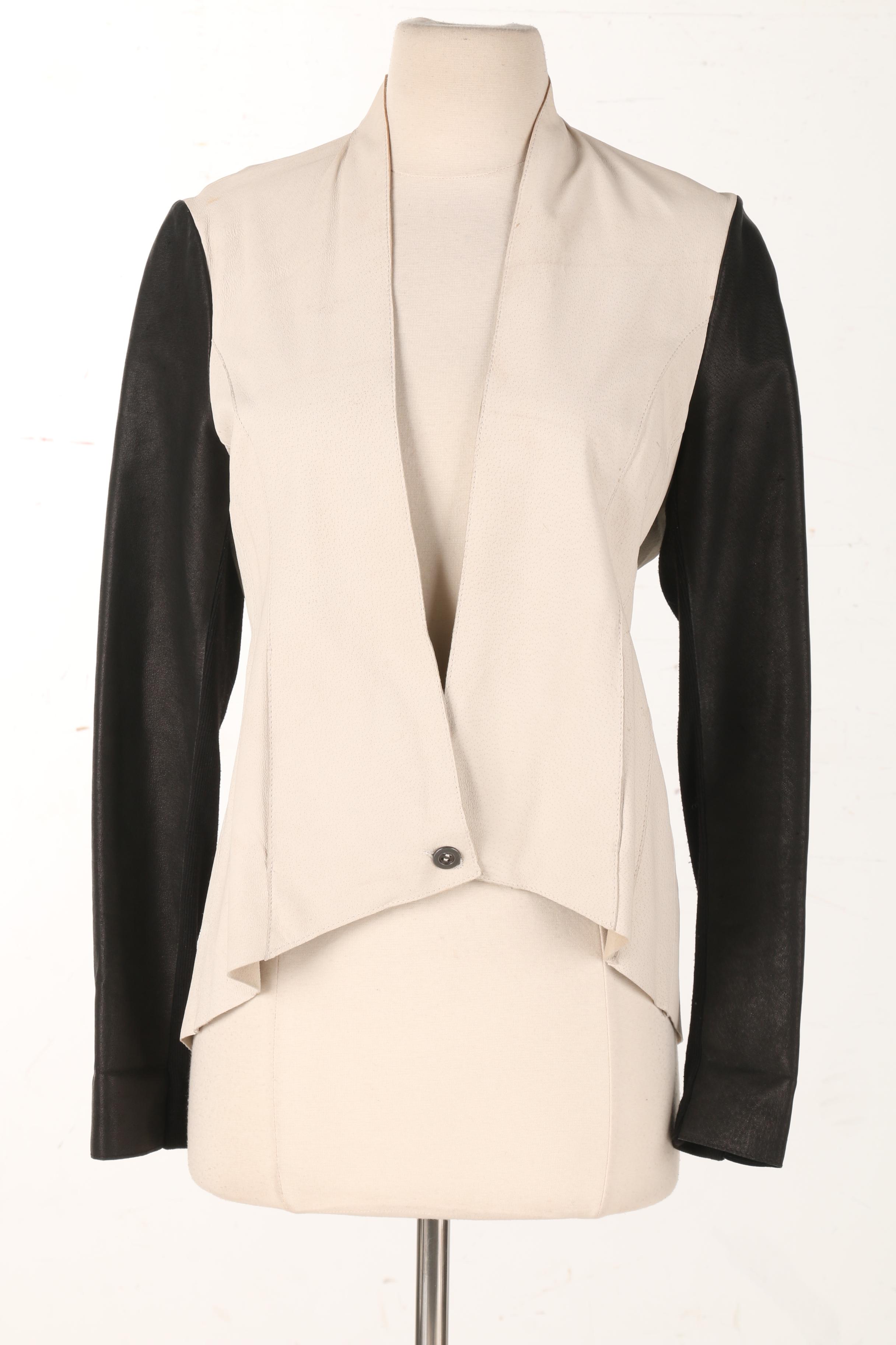 Black and White Leather Jacket by Jakett