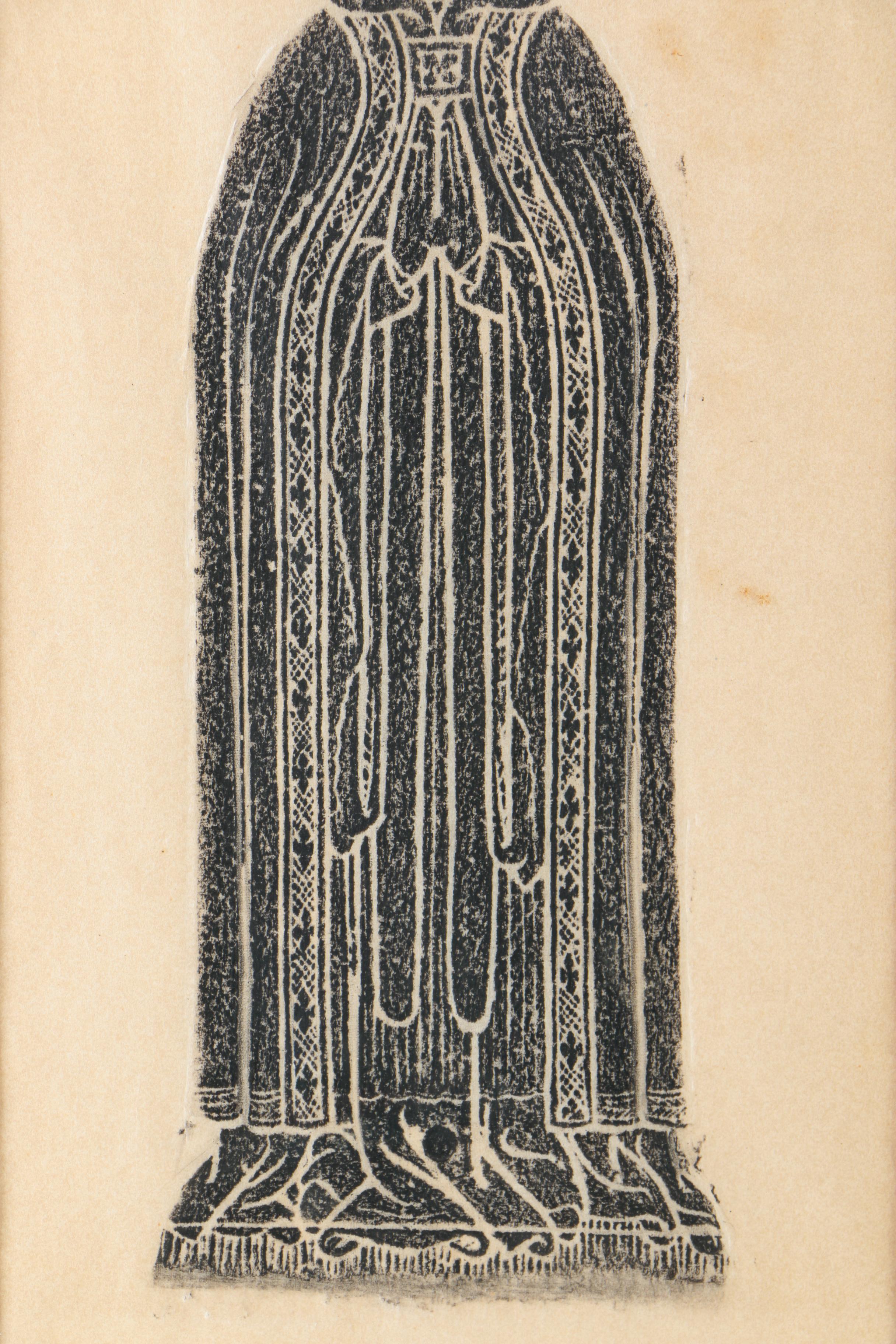 Framed Wax Rubbing on Paper