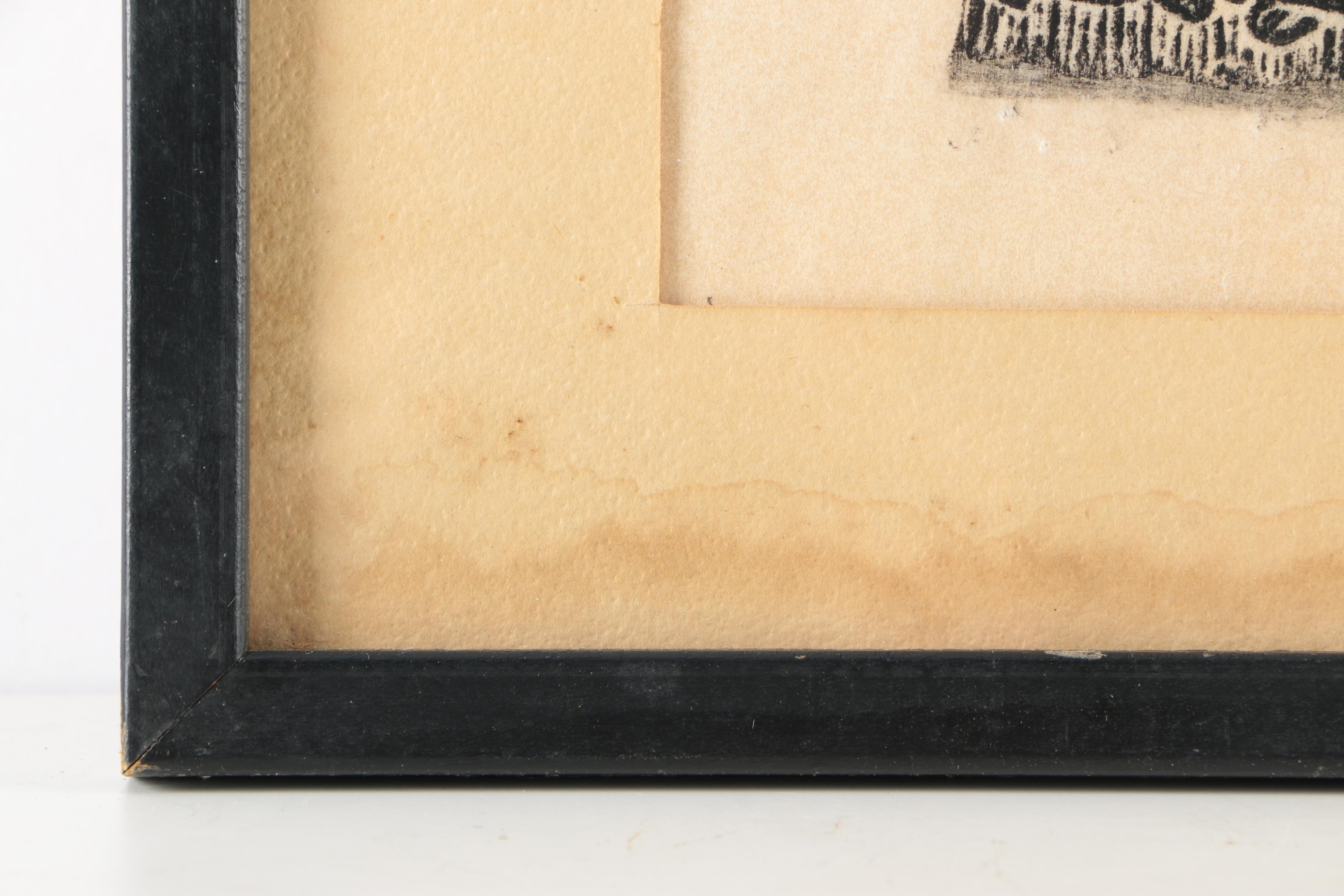 Framed Wax Rubbing on Paper