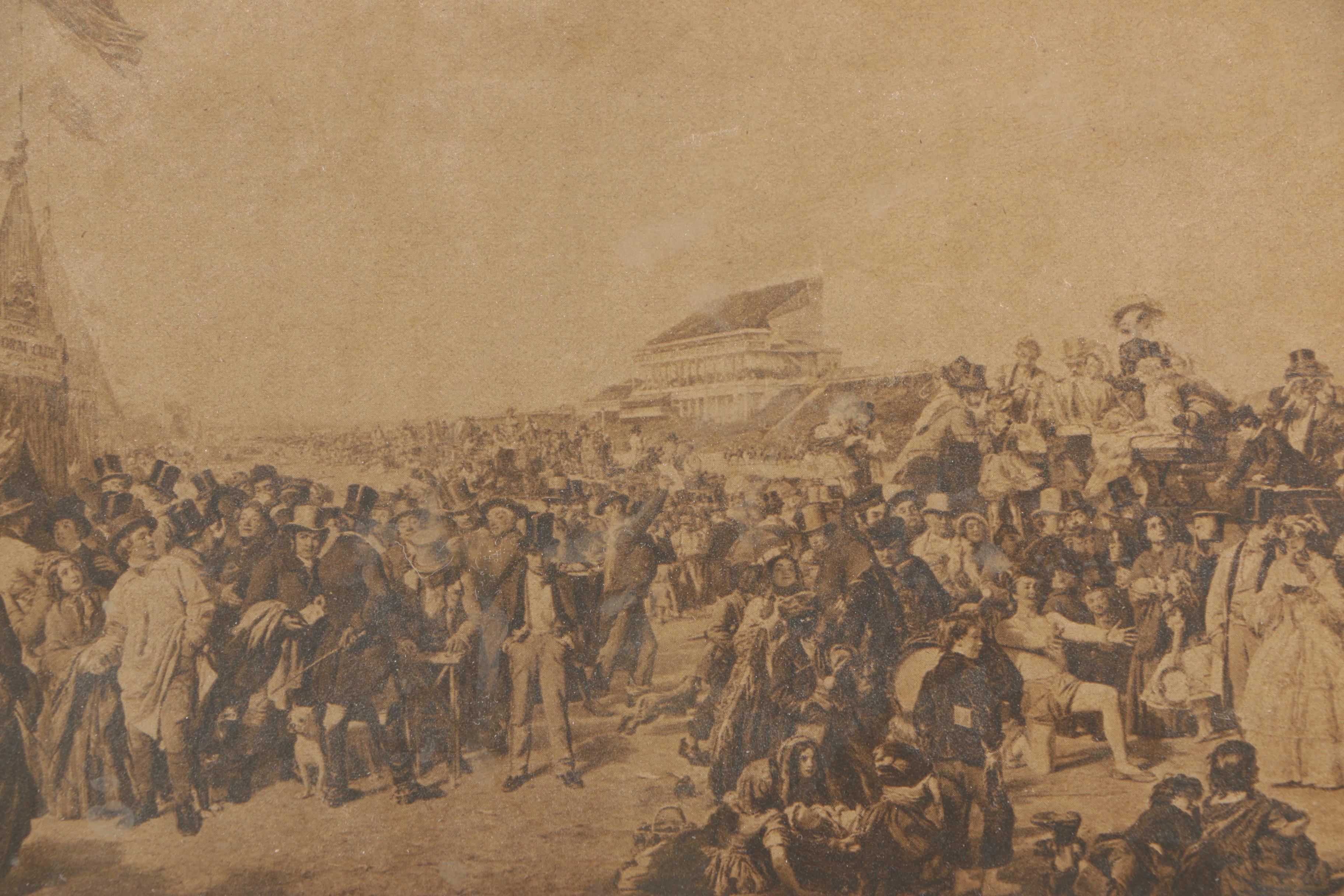 Antique Framed Lithograph "The Derby 50 Years Ago"