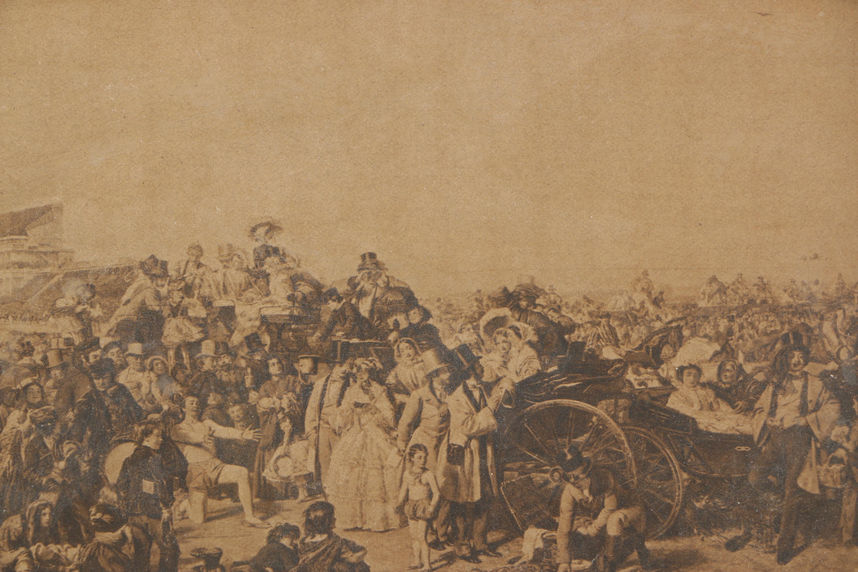 Antique Framed Lithograph "The Derby 50 Years Ago"