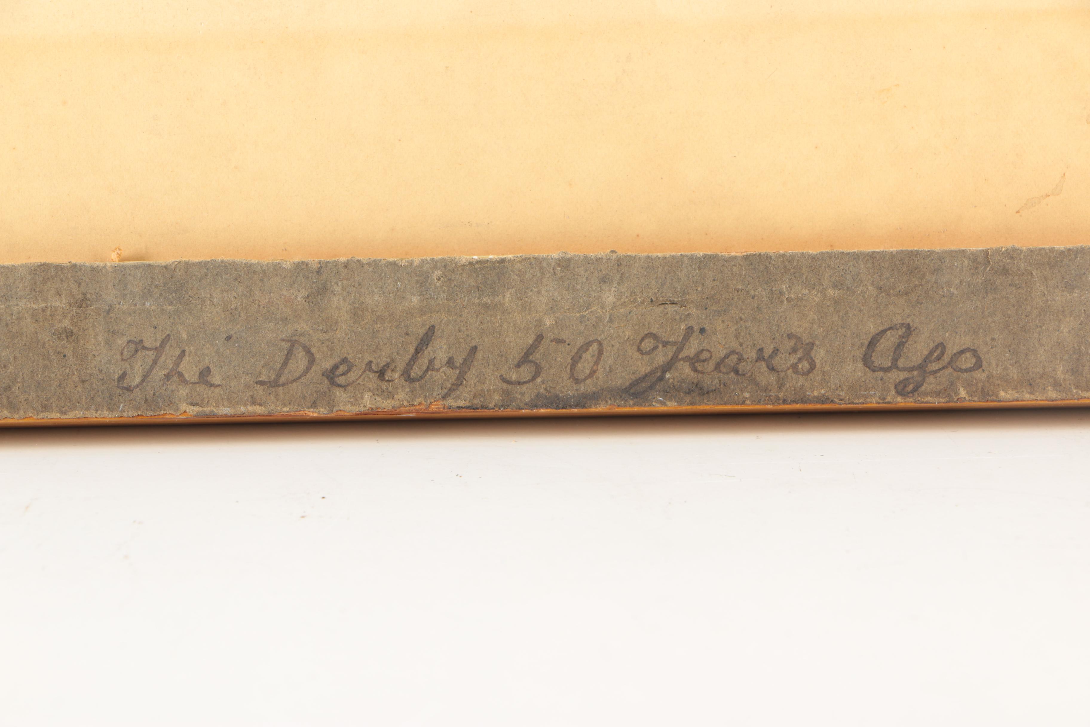 Antique Framed Lithograph "The Derby 50 Years Ago"