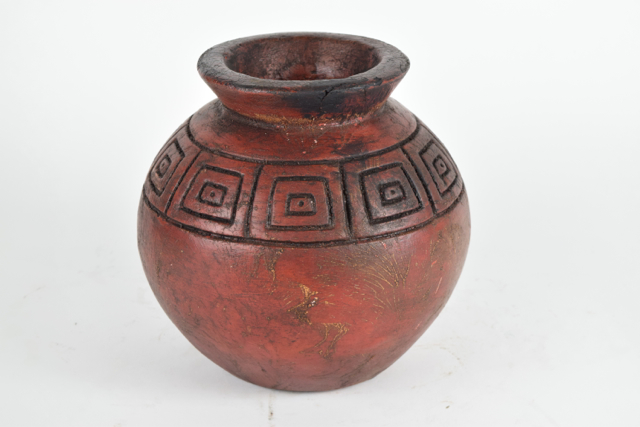 Burgundy Tone Terracotta Olla