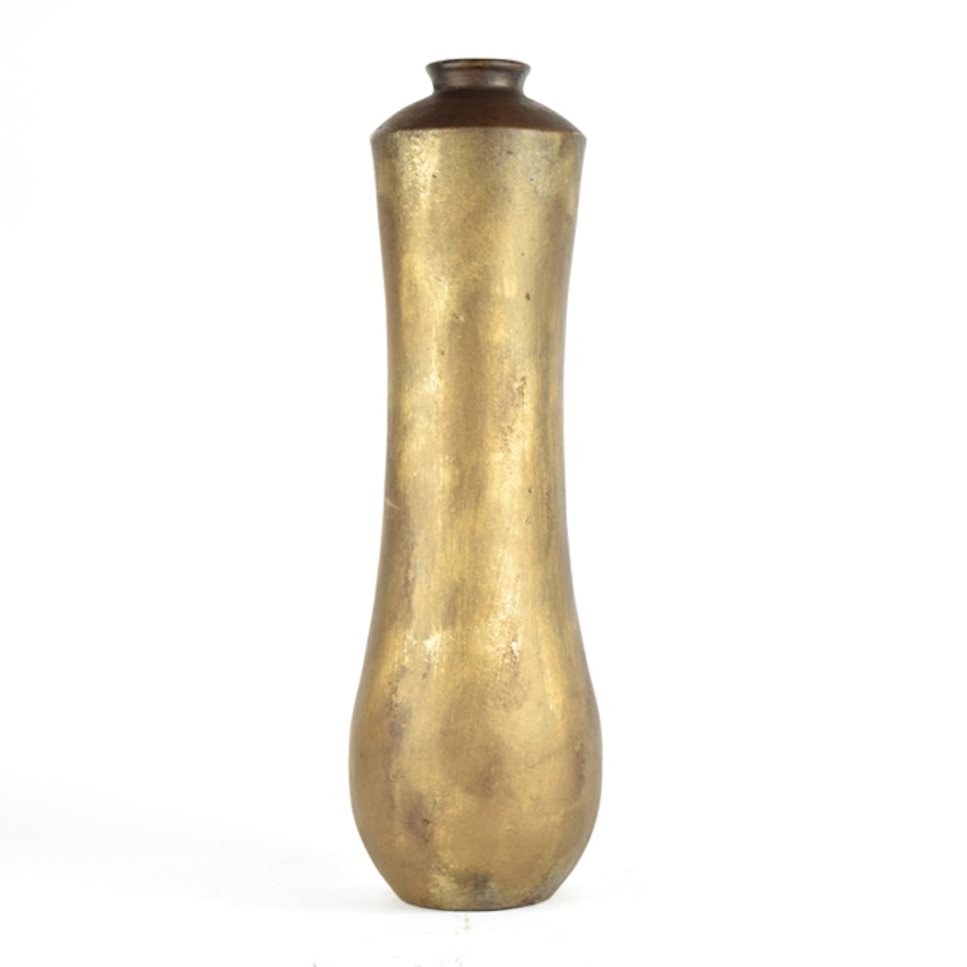 Gold Tone Modern Style Terracotta Vase
