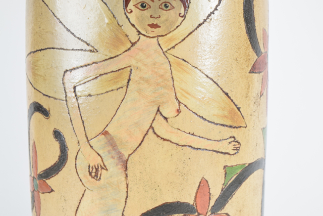 Incised and Hand Painted Signed Art Pottery Vase