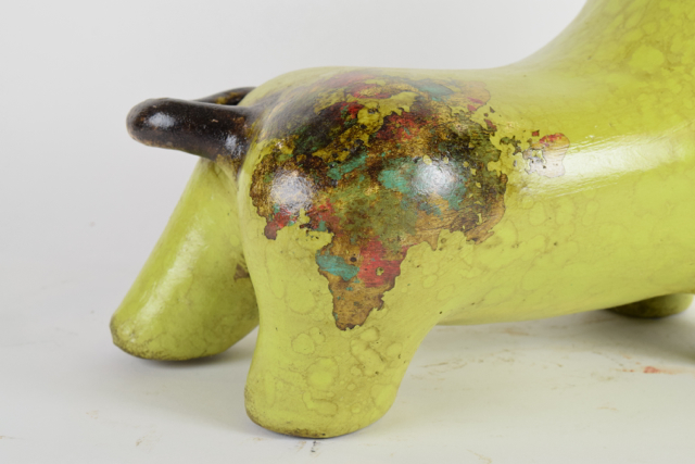 Art Pottery Bull Sculpture