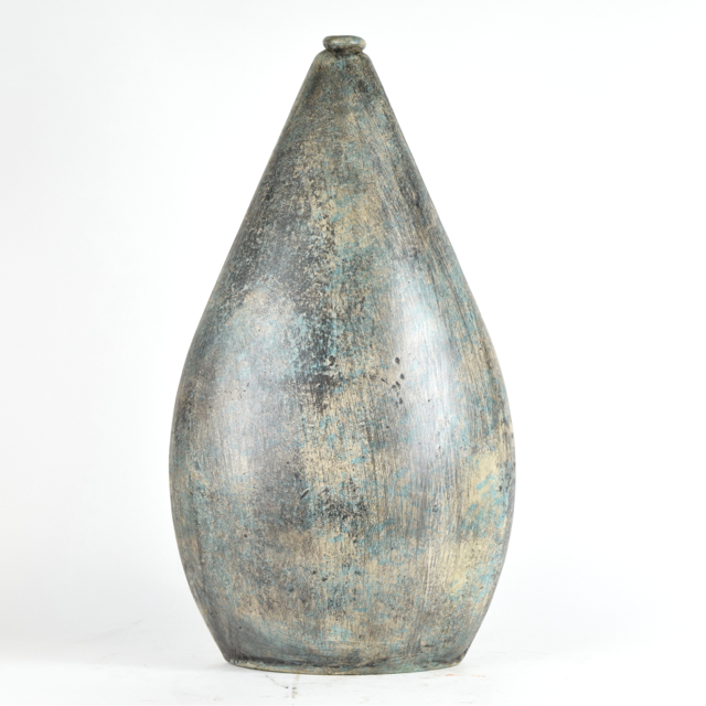 Aqua and Cream Tone Modern Terracotta Vase