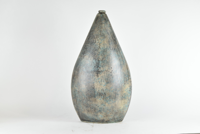 Aqua and Cream Tone Modern Terracotta Vase