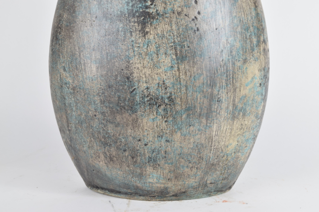 Aqua and Cream Tone Modern Terracotta Vase