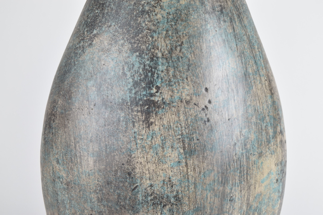 Aqua and Cream Tone Modern Terracotta Vase
