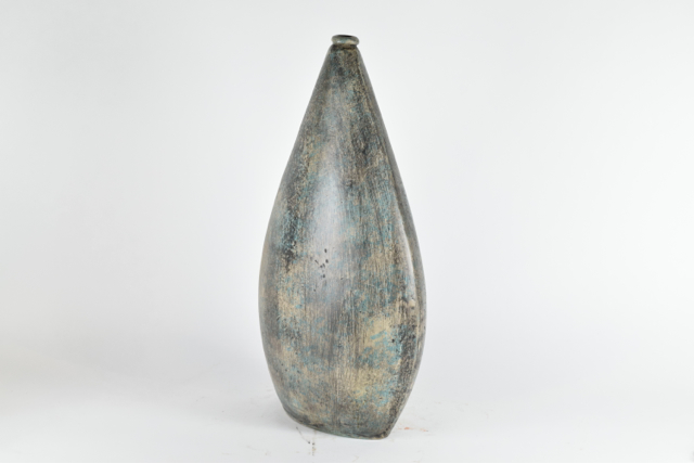 Aqua and Cream Tone Modern Terracotta Vase