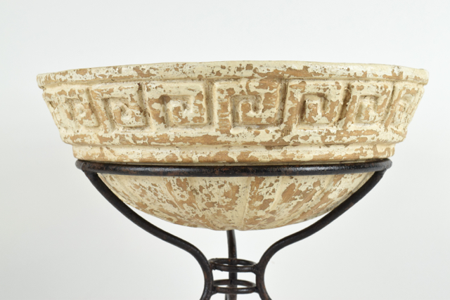 Neoclassical Style Glazed Terracotta Planter in Metalwork Stand