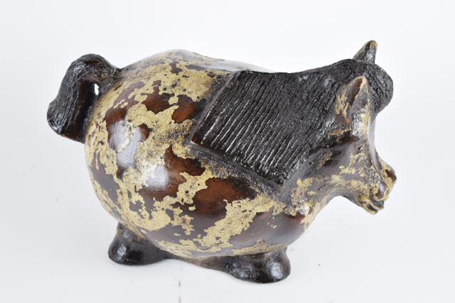 Piebald Brown and Cream Tone Terracotta Pony Sculpture