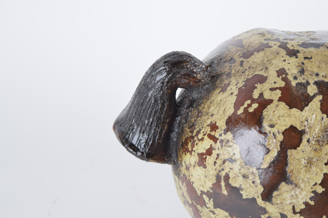 Piebald Brown and Cream Tone Terracotta Pony Sculpture