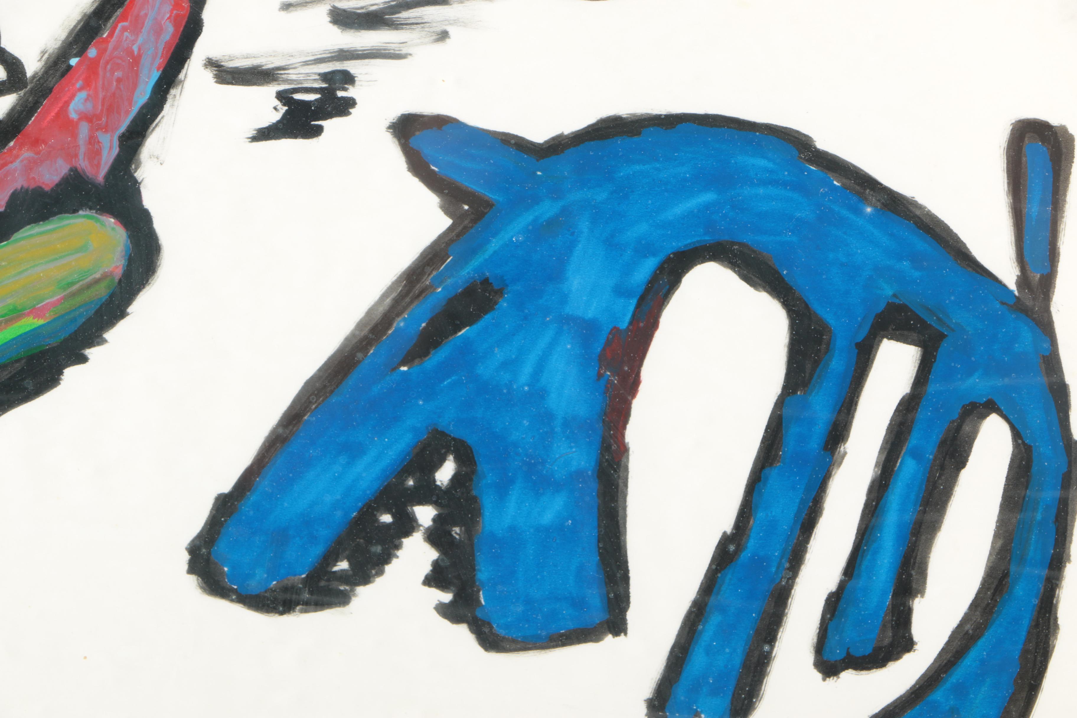 Acrylic Painting on Paper of Abstract Creatures