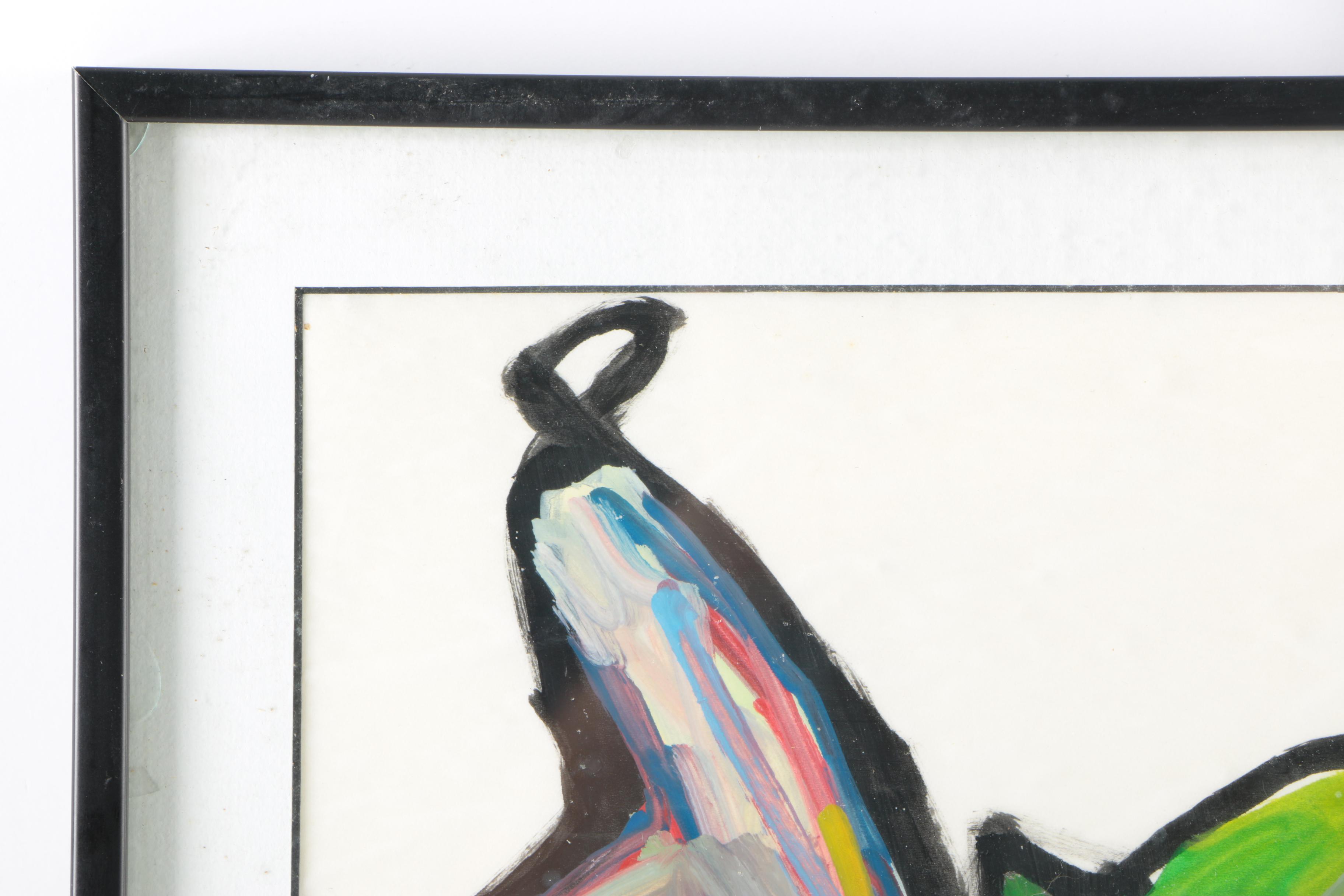 Acrylic Painting on Paper of Abstract Creatures