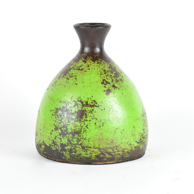 Lime and Dark Brown Modern Style Terra Cotta Vase