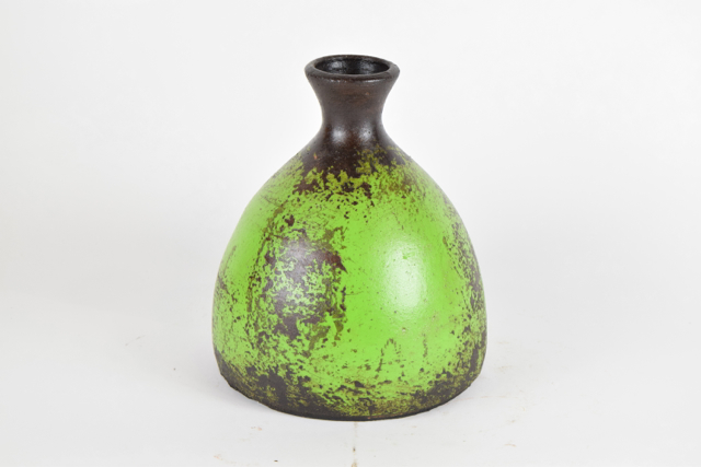 Lime and Dark Brown Modern Style Terra Cotta Vase