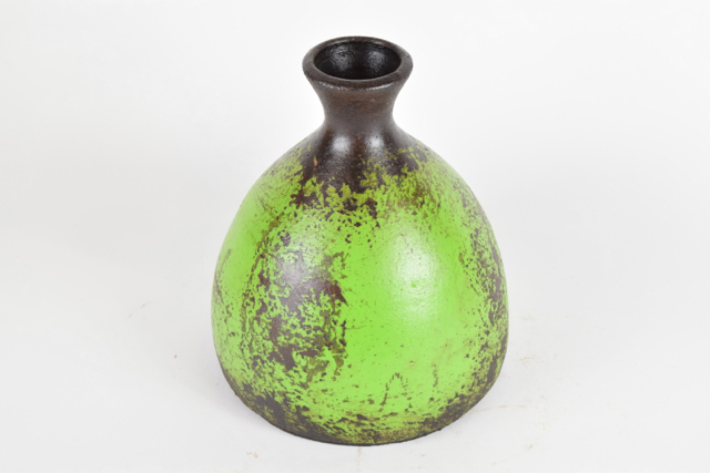 Lime and Dark Brown Modern Style Terra Cotta Vase