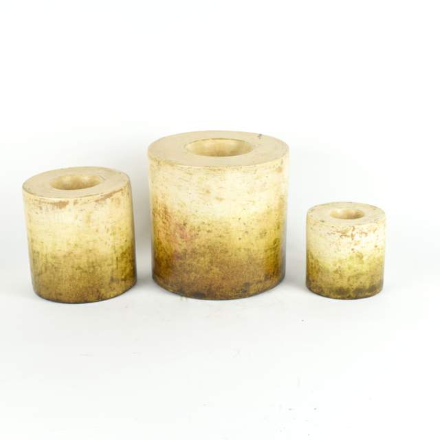 Olive and Cream Tone Terracotta Candleholders