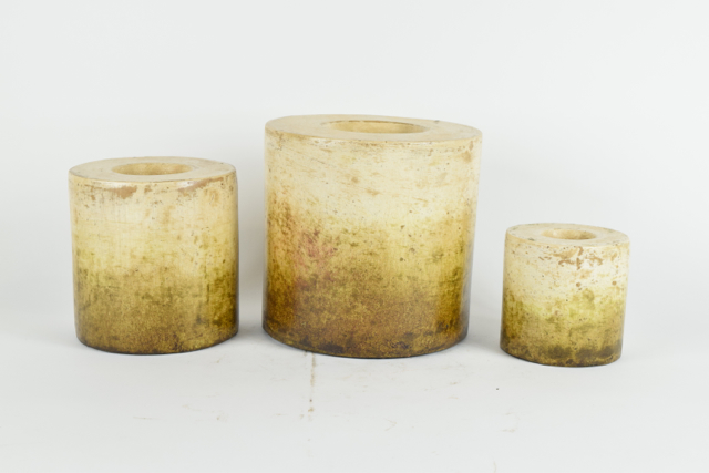 Olive and Cream Tone Terracotta Candleholders