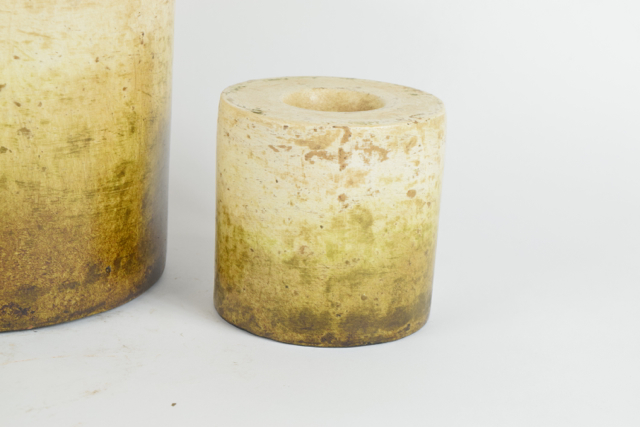 Olive and Cream Tone Terracotta Candleholders