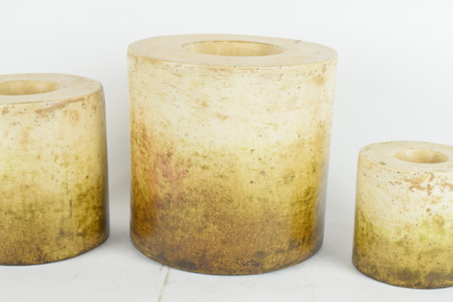 Olive and Cream Tone Terracotta Candleholders