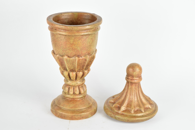 Antiqued Gold Tone Terracotta Covered Urn