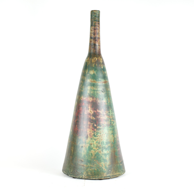 Tapered Emerald and Rust Tone Terracotta Vase